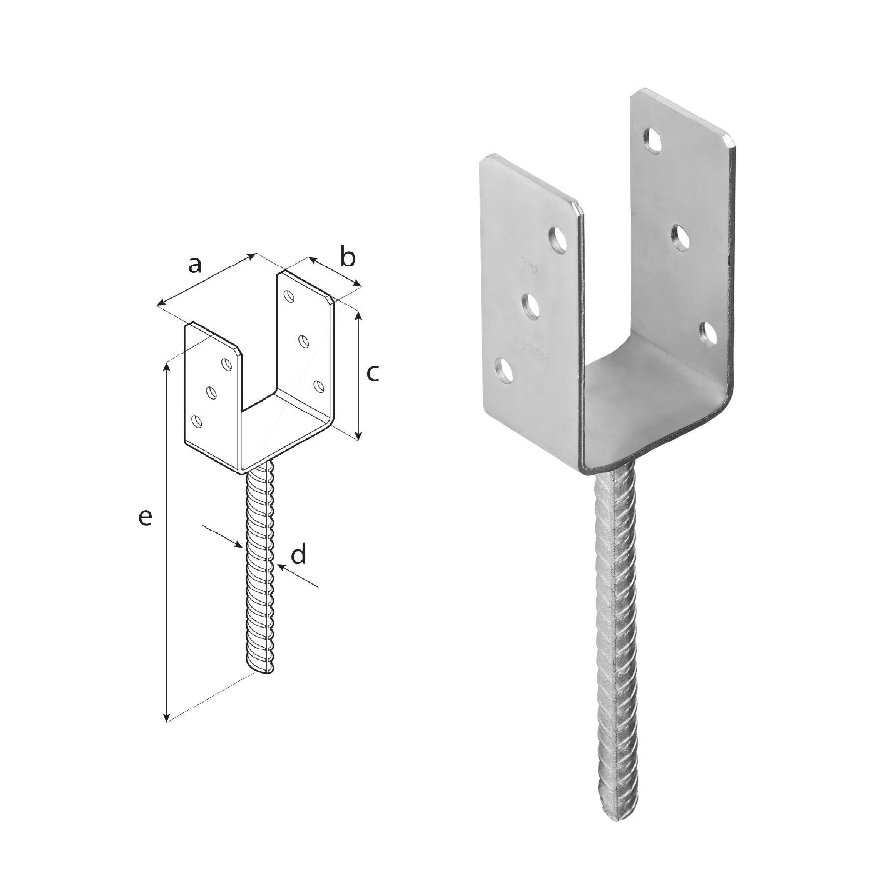 DOMAX PS zapuštěná patka sloupku typu U ZNG 75