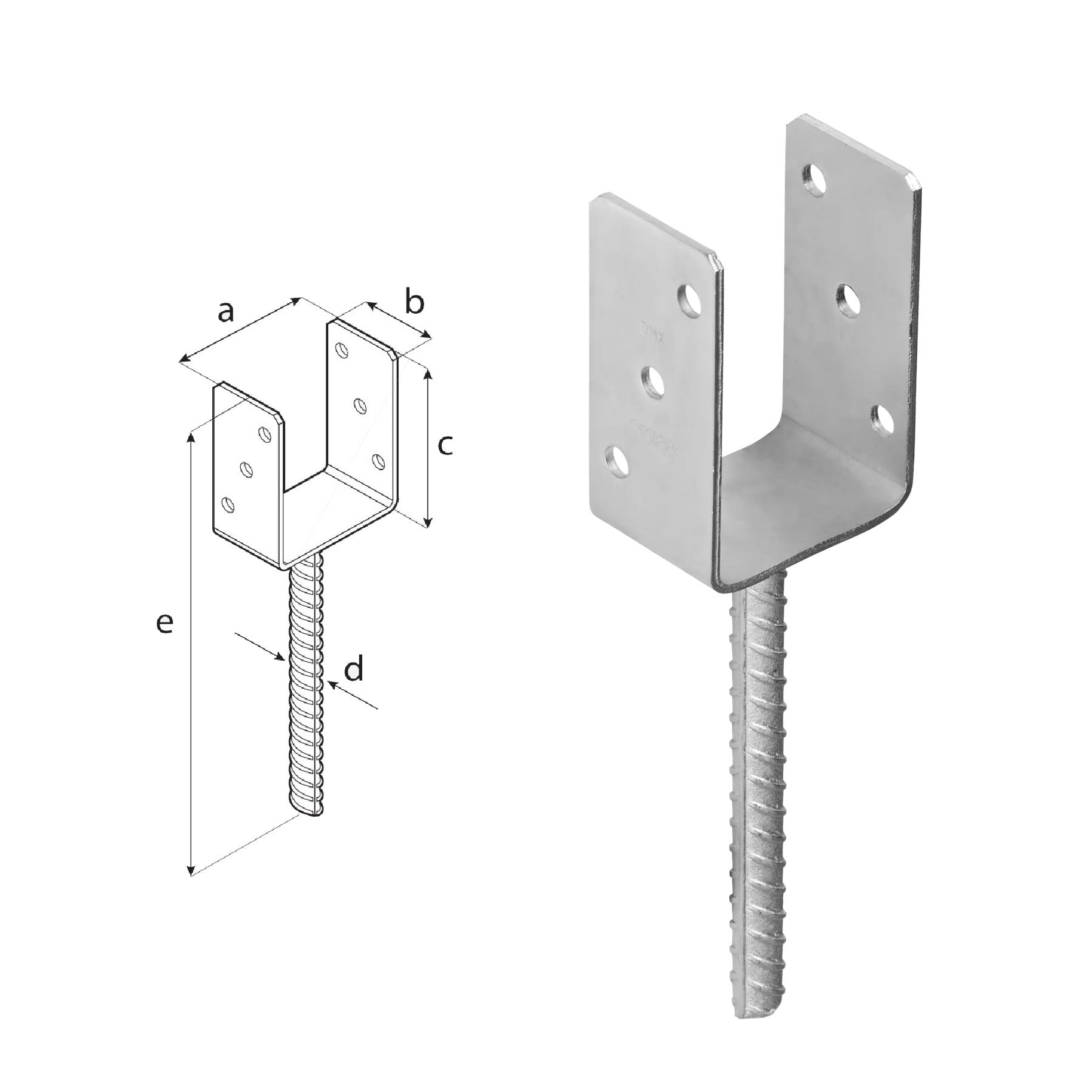 DOMAX PS zapuštěná patka sloupku typu U ZNG 80