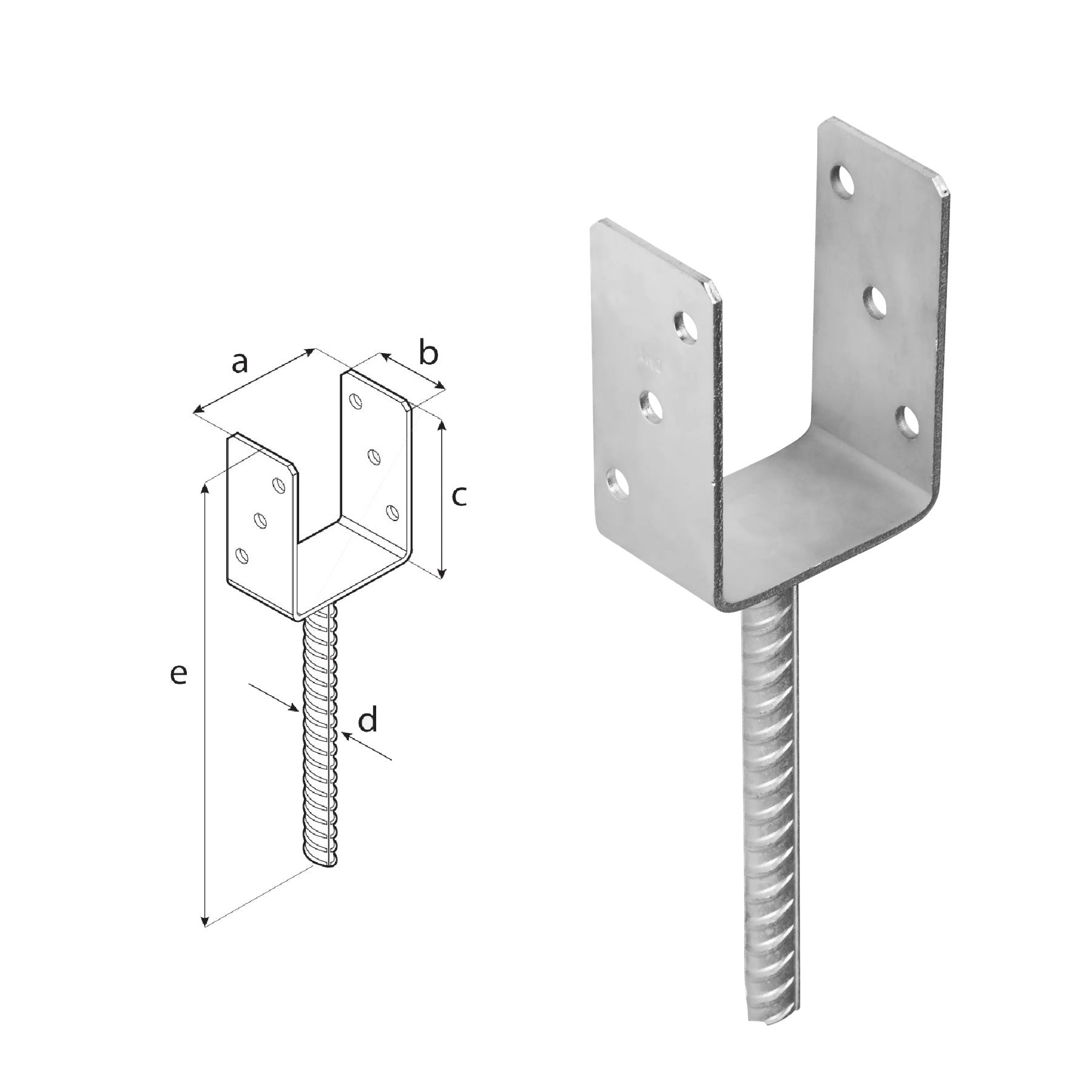DOMAX PS zapuštěná patka sloupku typu U ZNG 90