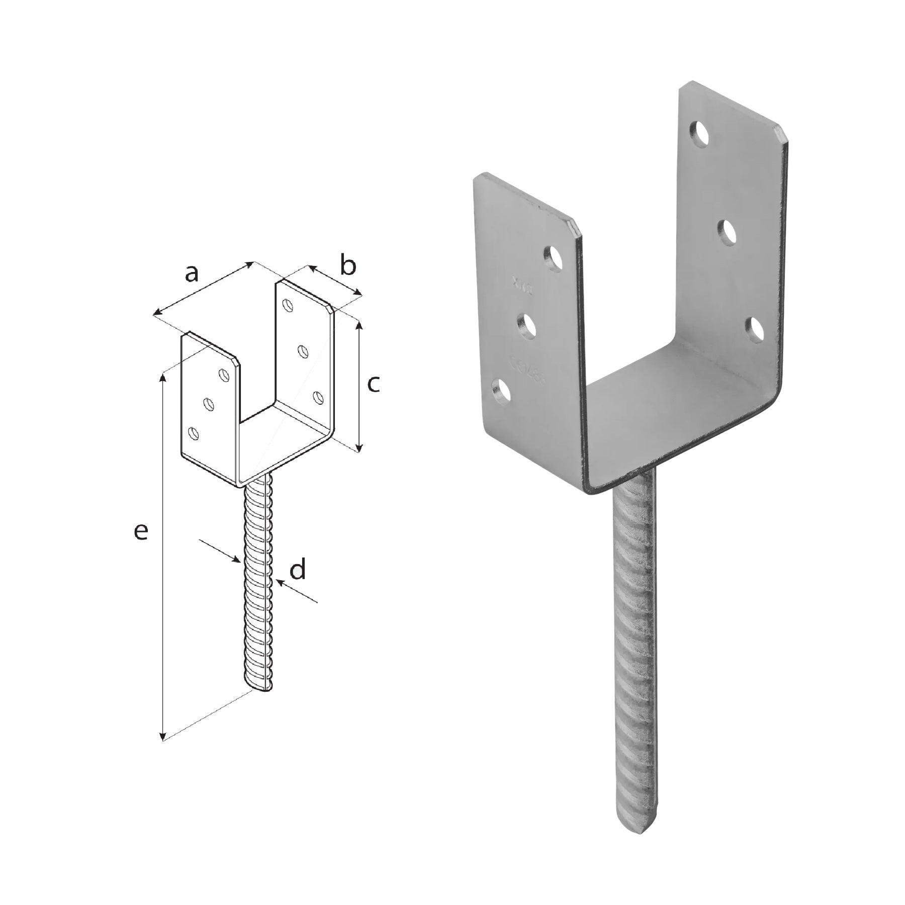 DOMAX PS zapuštěná patka sloupku typu U žárový zinek (ZNO) 100