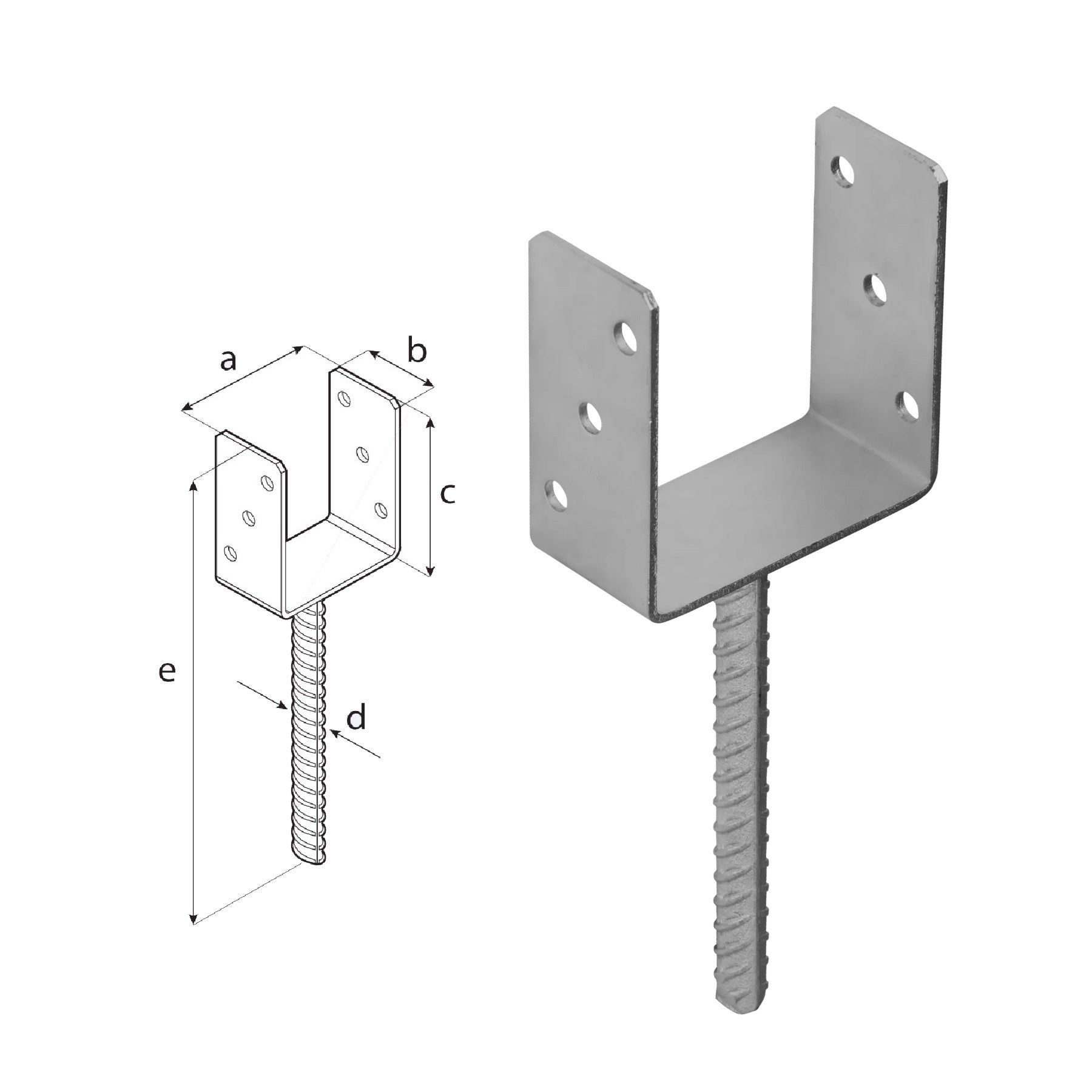 DOMAX PS zapuštěná patka sloupku typu U žárový zinek (ZNO) 120