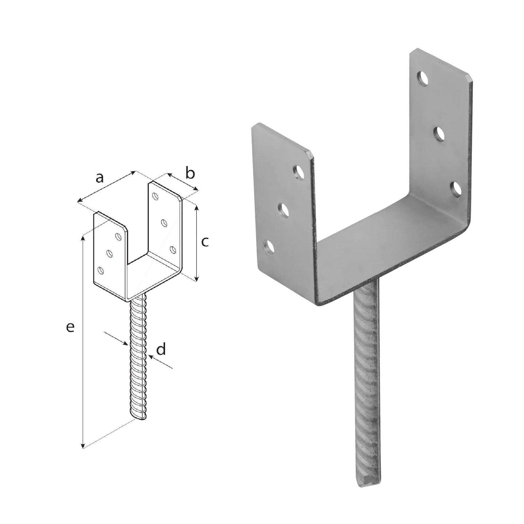 DOMAX PS zapuštěná patka sloupku typu U žárový zinek (ZNO) 140