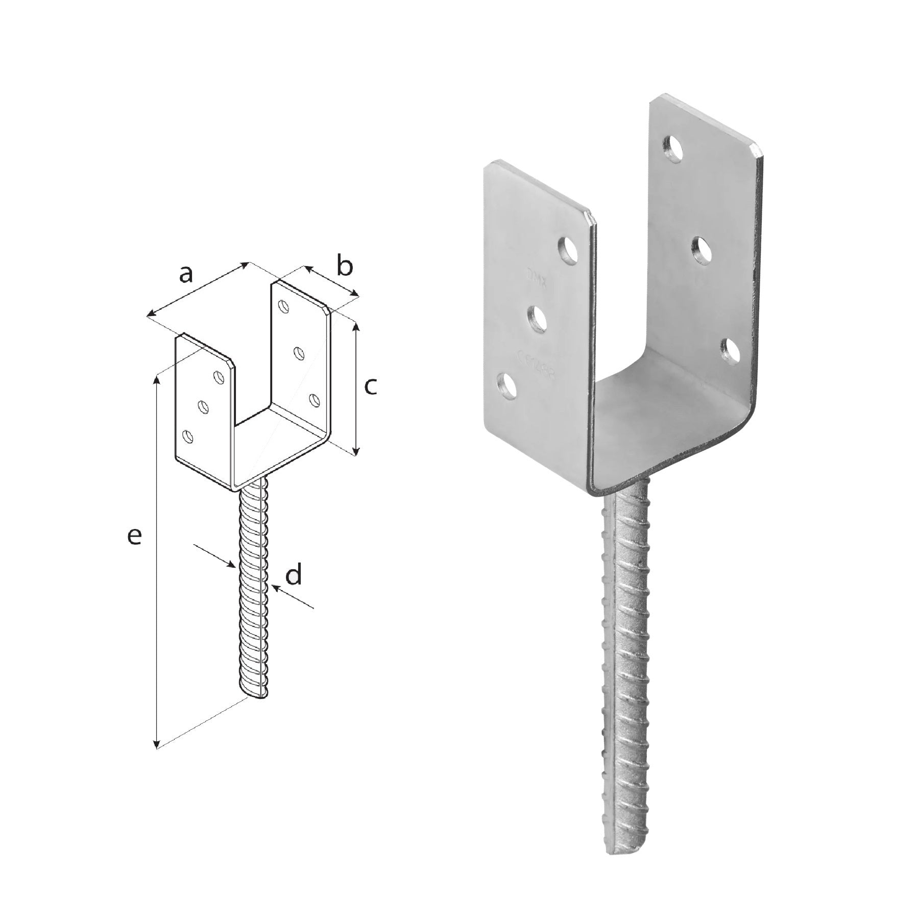 DOMAX PS zapuštěná patka sloupku typu U žárový zinek (ZNO) 80