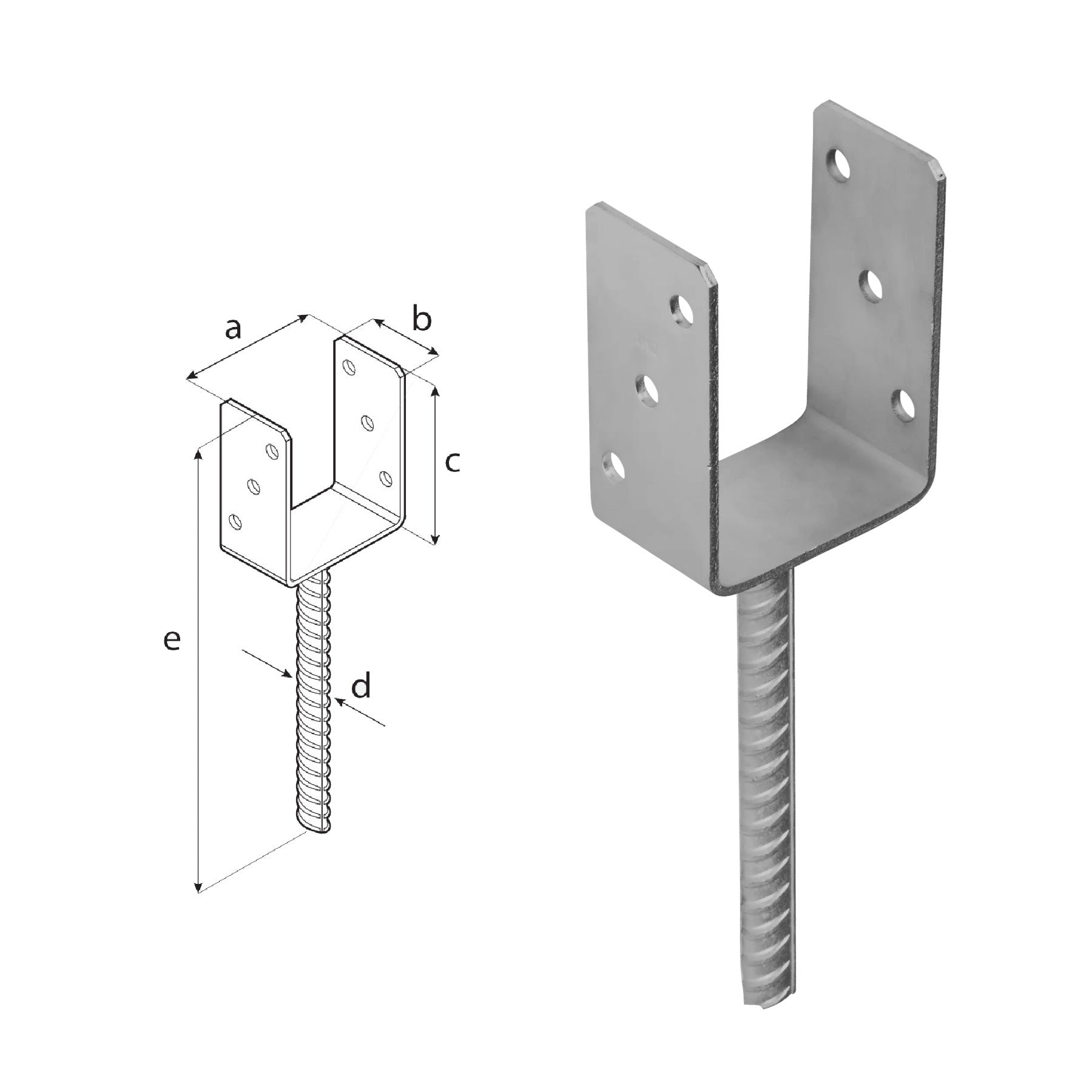 DOMAX PS zapuštěná patka sloupku typu U žárový zinek (ZNO) 90