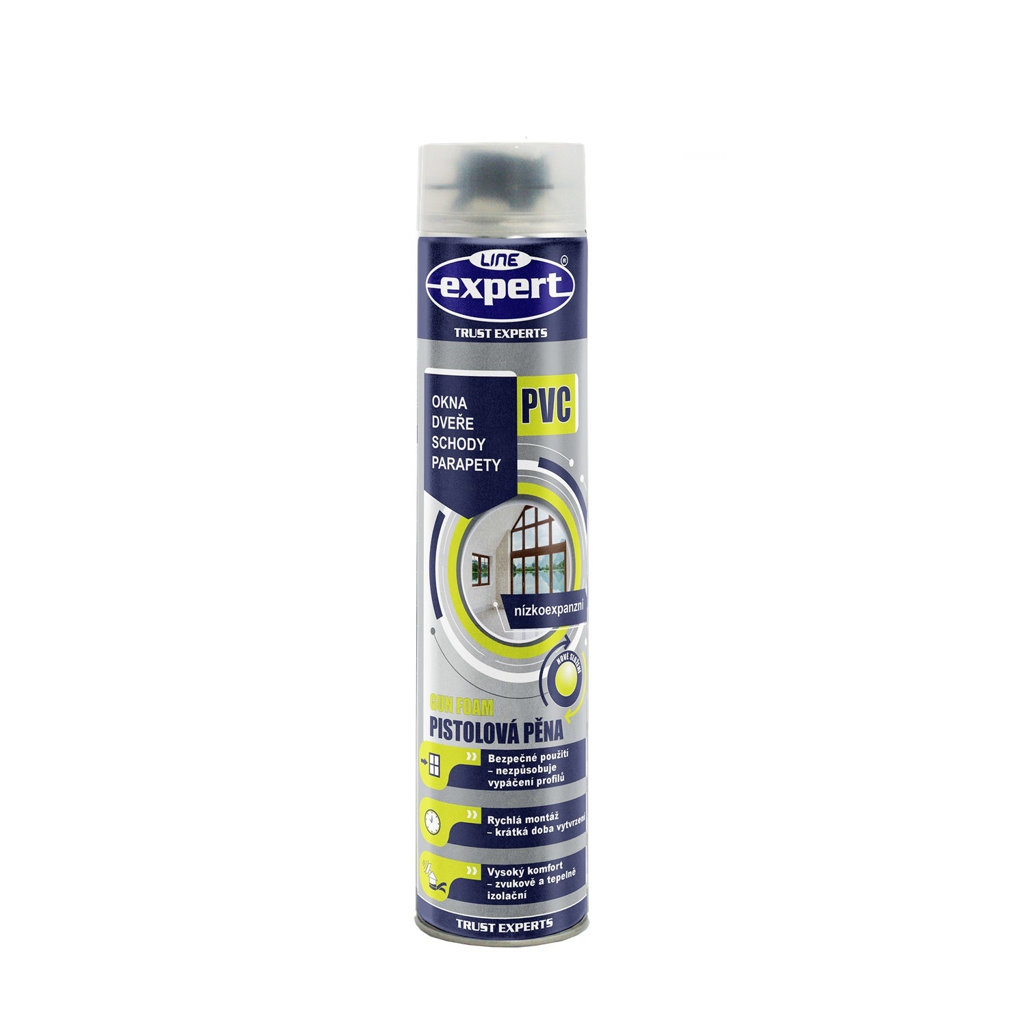 EXPERT LINE GUN FOAM NÍZKOEXPANZNÍ letní montážní PUR pěna pistole 750 ml