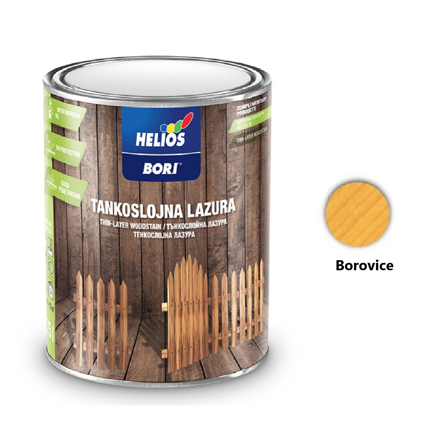 HELIOS BORI Tenkovrstvá lazura na dřevo - bezbarvá