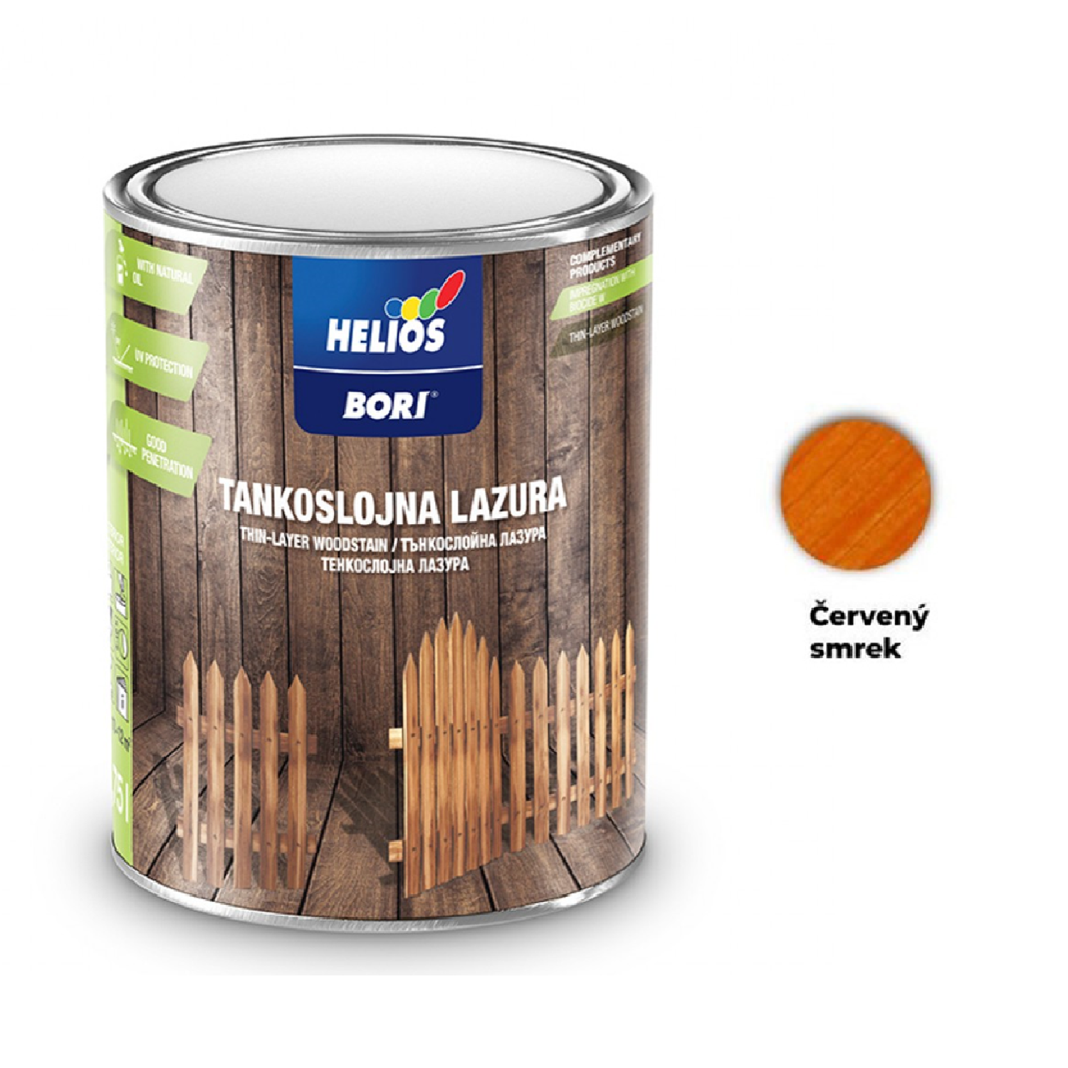 HELIOS BORI Tenkovrstvá lazura na dřevo - červený smrek
