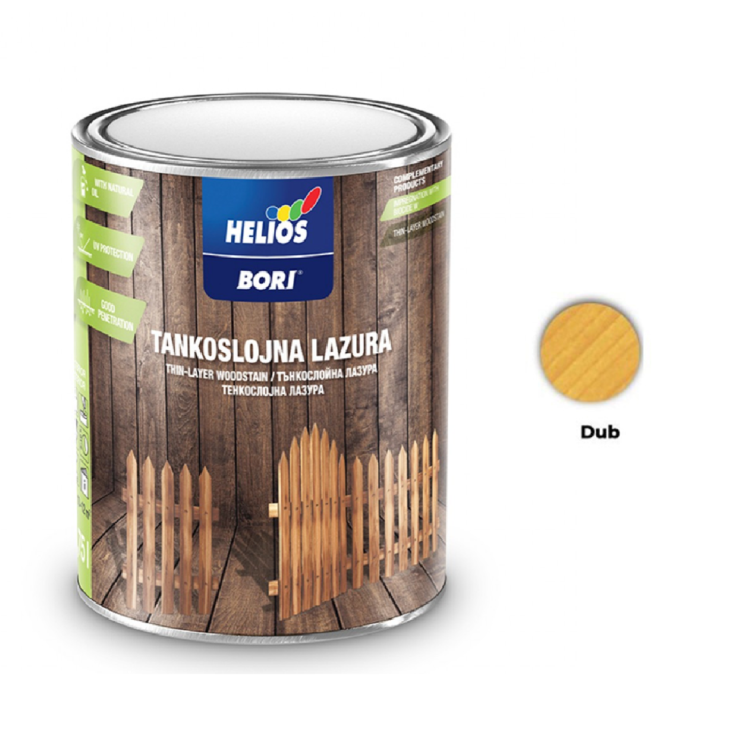 HELIOS BORI Tenkovrstvá lazura na dřevo - kaštan