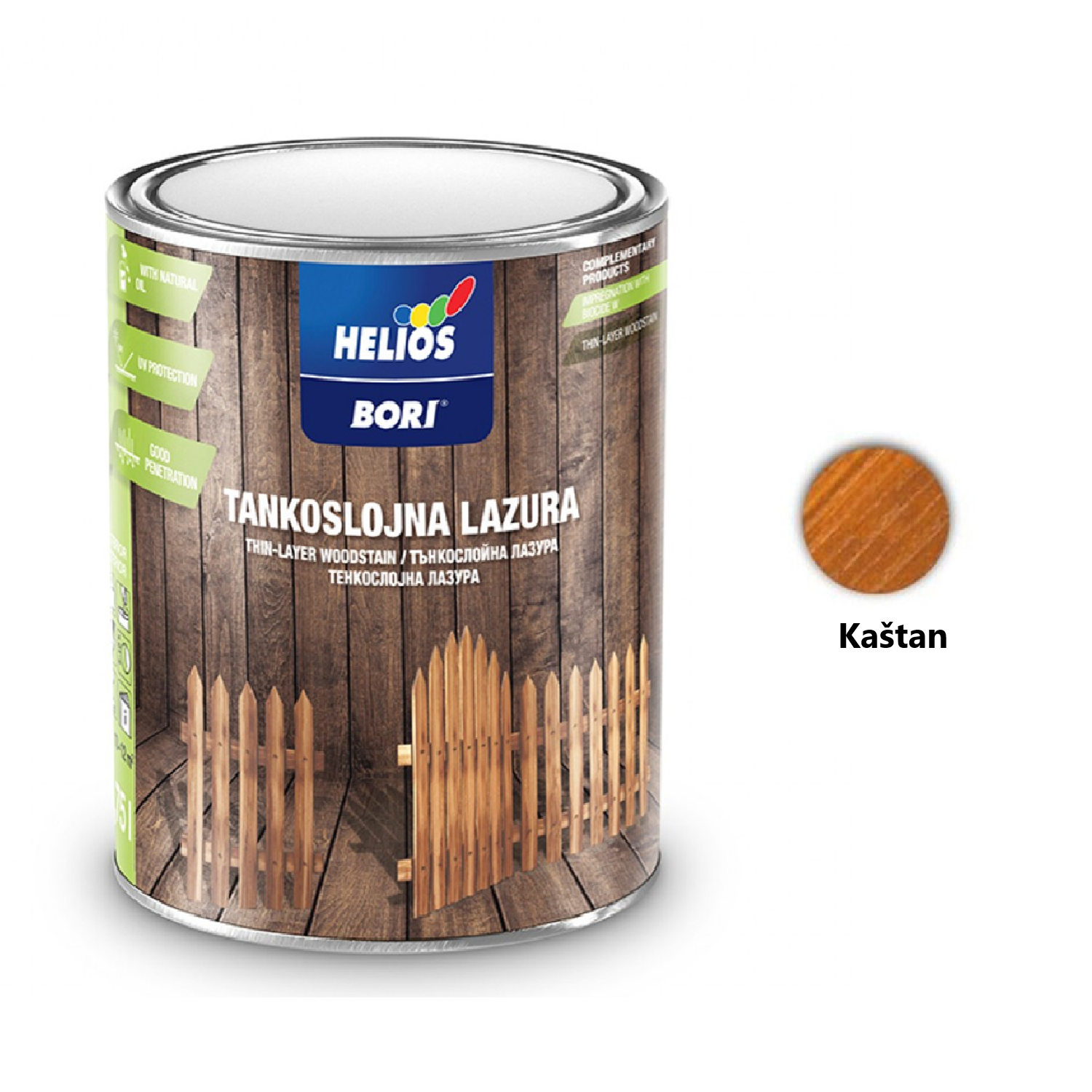 HELIOS BORI Tenkovrstvá lazura na dřevo   - palisandr