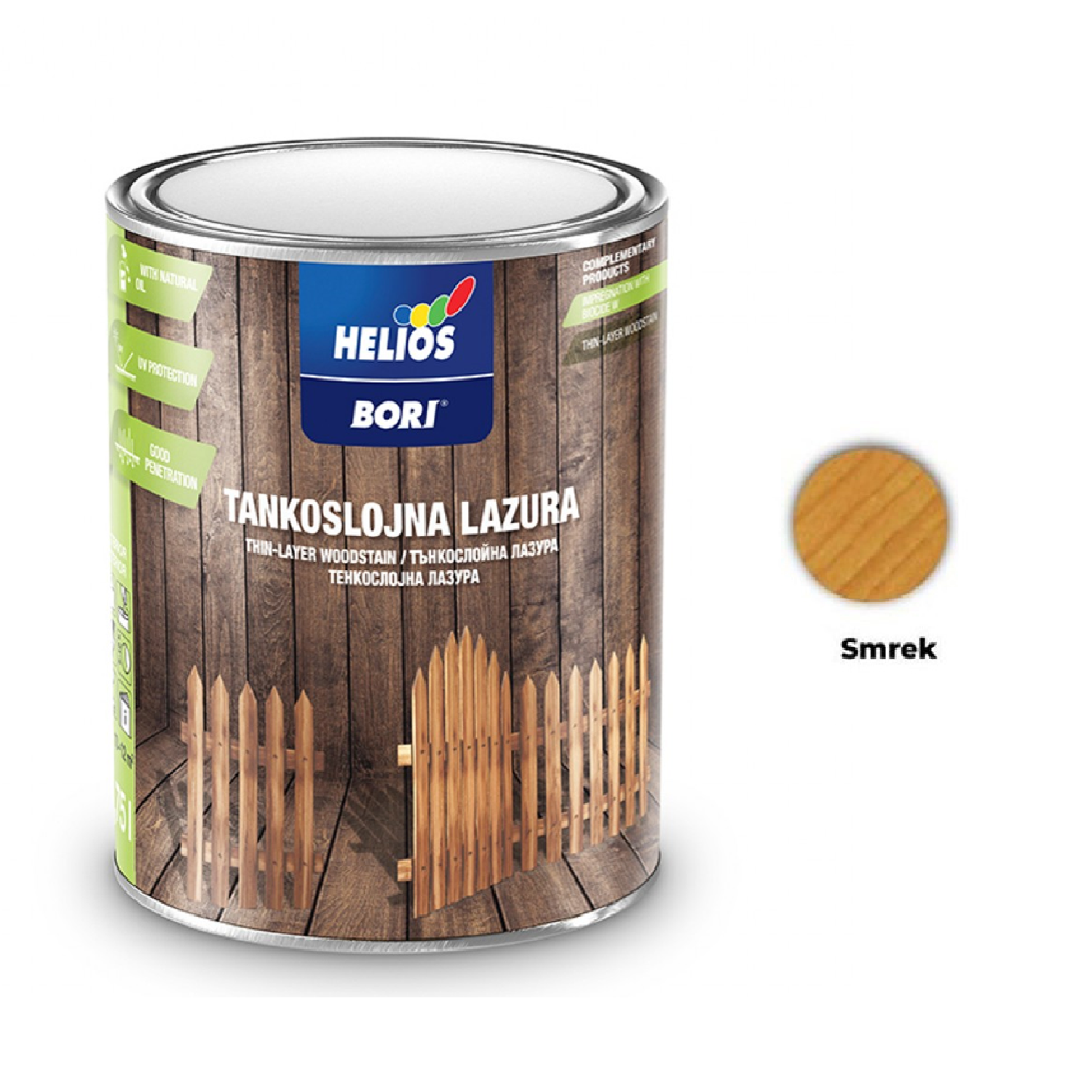 HELIOS BORI Tenkovrstvá lazura na dřevo - smrek