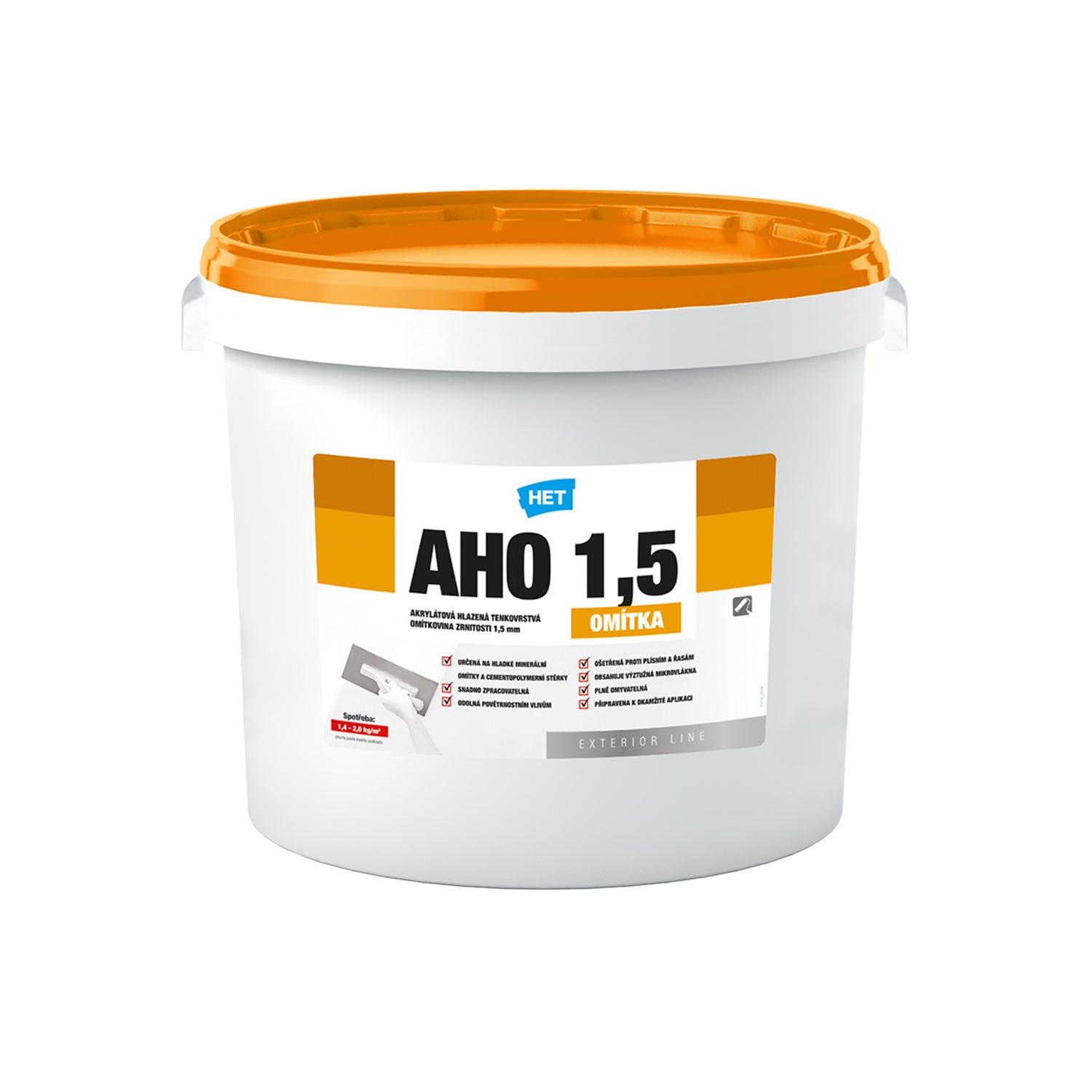 HET AHO akrylátová omyvatelná fasádní omítka - 25 kg (1,5 zrnitost)