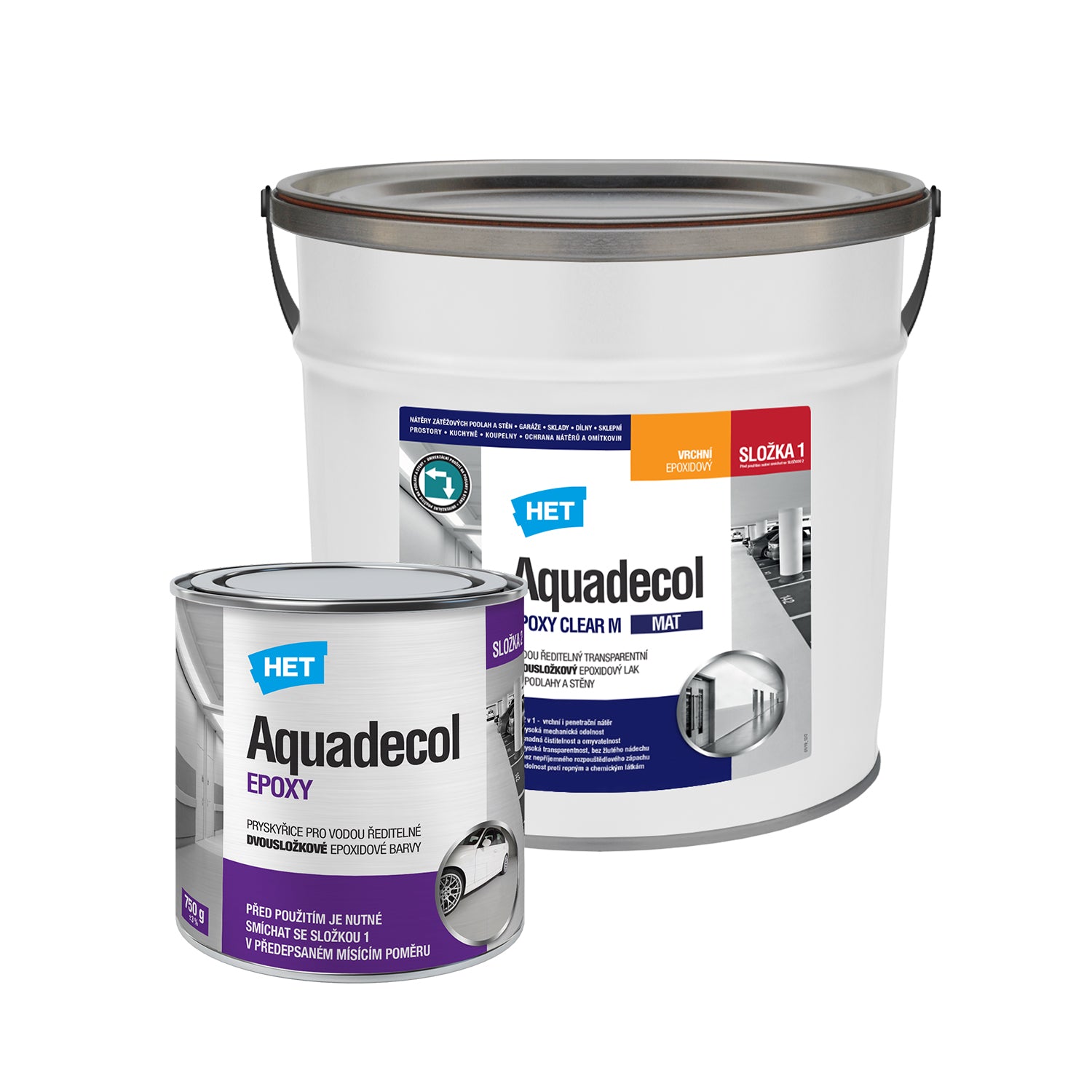 HET Aquadecol EPOXY CLEAR M 2K matný epoxidový bezbarvý lak na podlahy a stěny 4.0 kg (3.25 kg lak + 0.75 kg tvrdidlo)