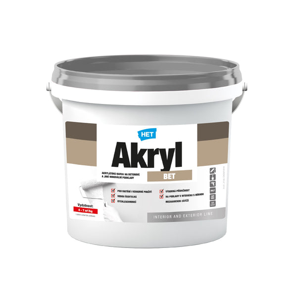 HET Akryl BET akrylátová vodou ředitelná omyvatelná barva na beton 1 kg
