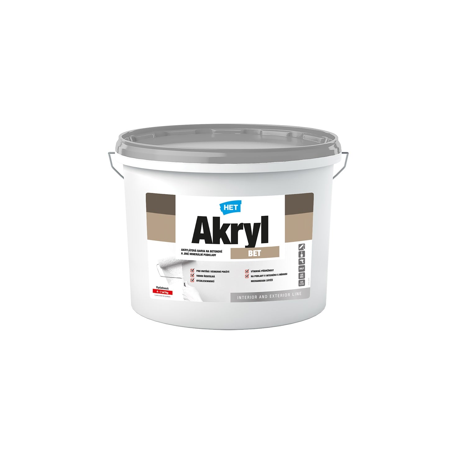HET Akryl BET akrylátová vodou ředitelná omyvatelná barva na beton 3 kg
