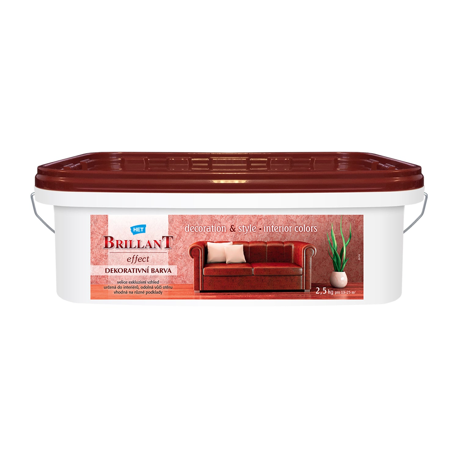 HET BRILLANT effect bílá akrylátová interiérová barva na zeď 2,5 kg