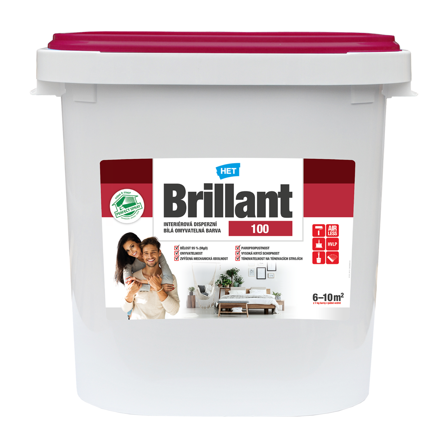 HET Brillant 100 interiérová disperzní omyvatelná barva na zeď 40 kg