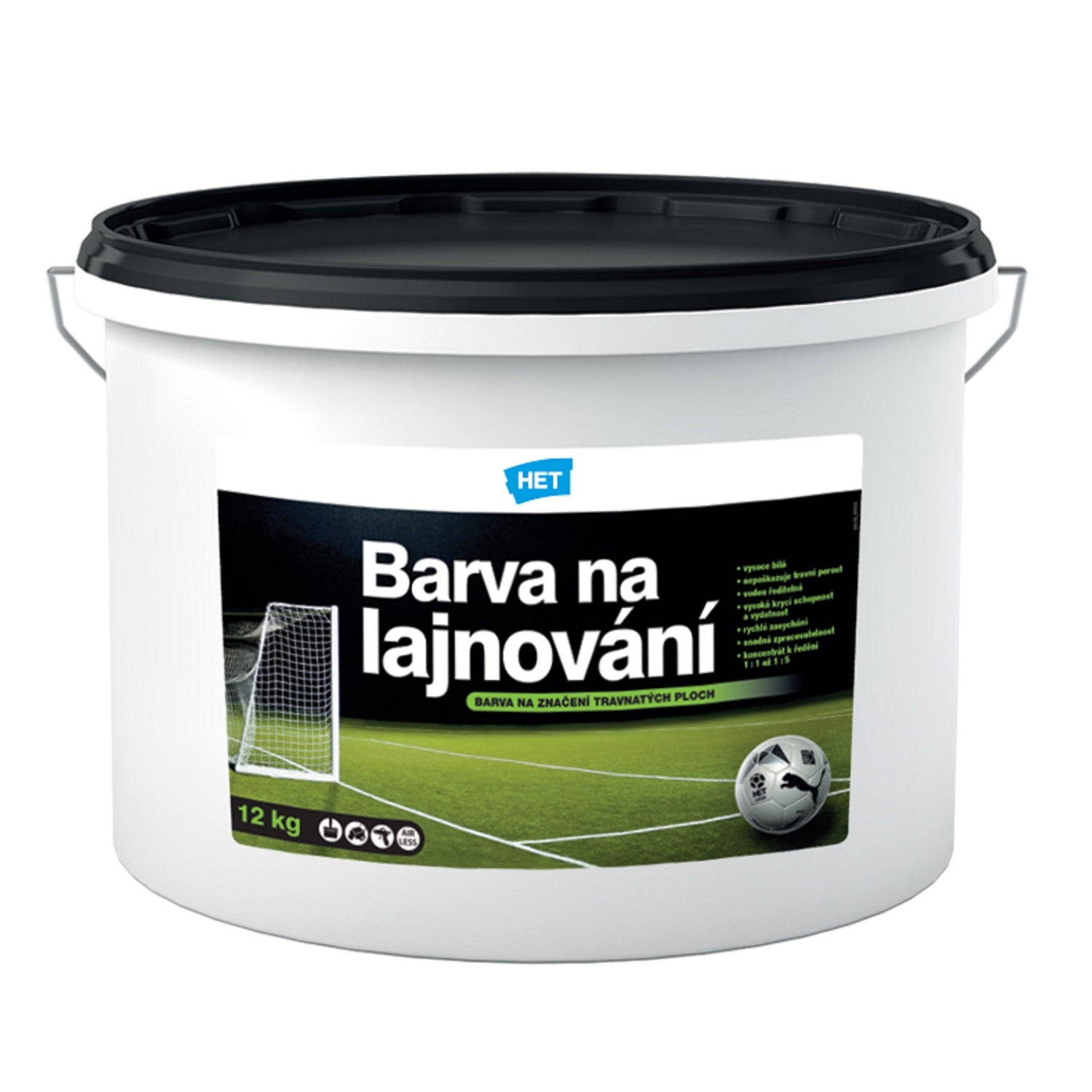 HET Barva na lajnování rychleschnoucí bílá barva na lajnování hřiště 12 kg