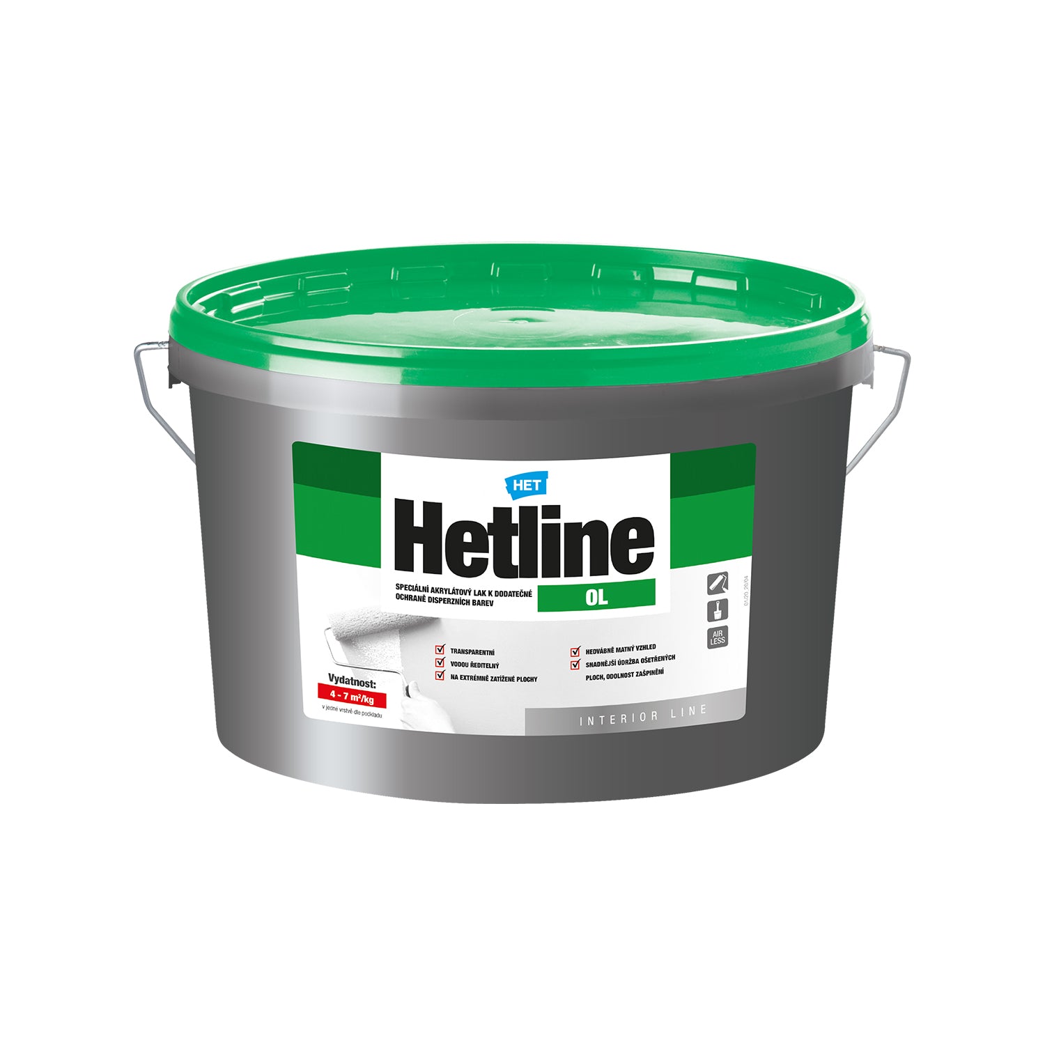 HET Hetline OL bezbarvý akrylátový vodou ředitelný lak na zeď 15 kg