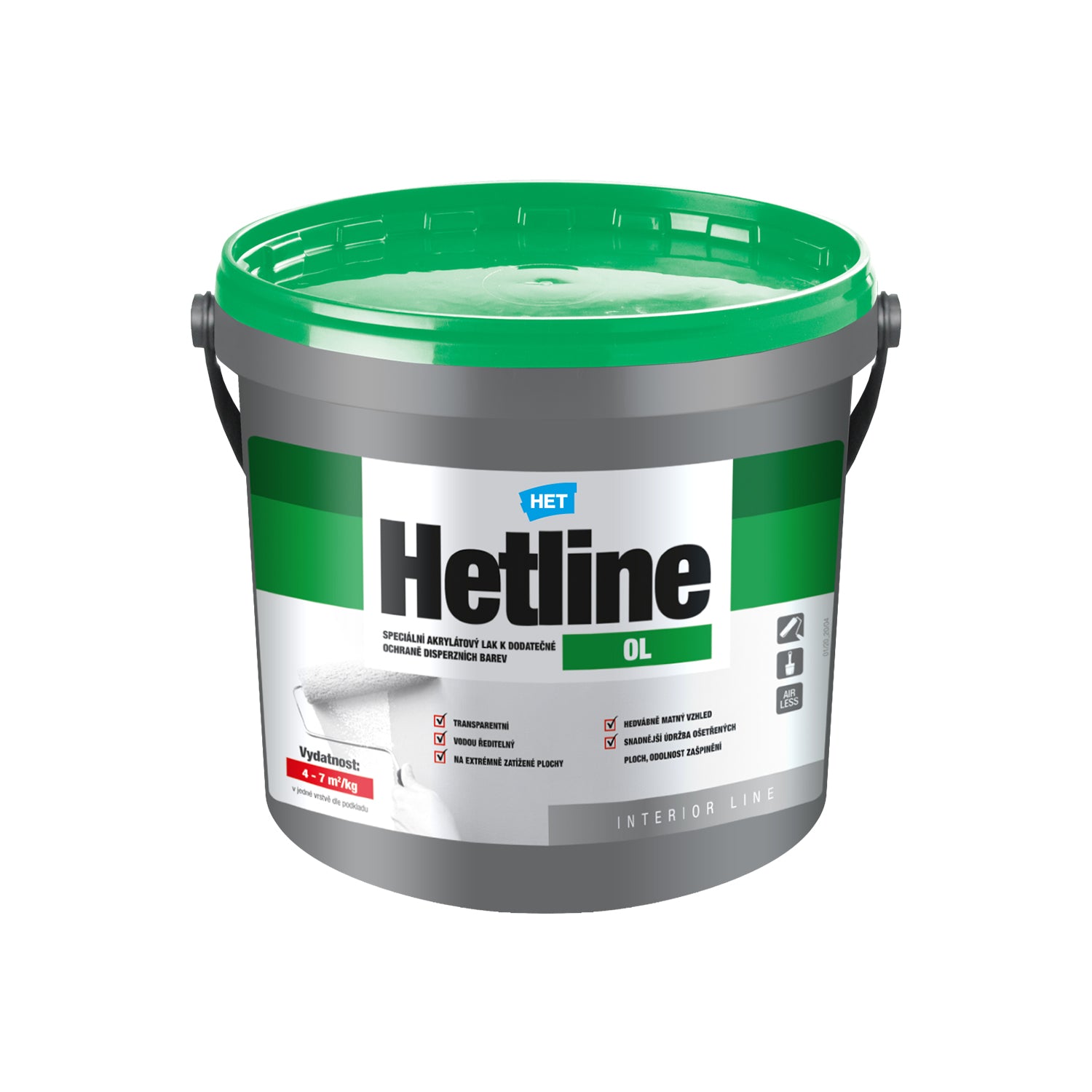 HET Hetline OL bezbarvý akrylátový vodou ředitelný lak na zeď 1 kg