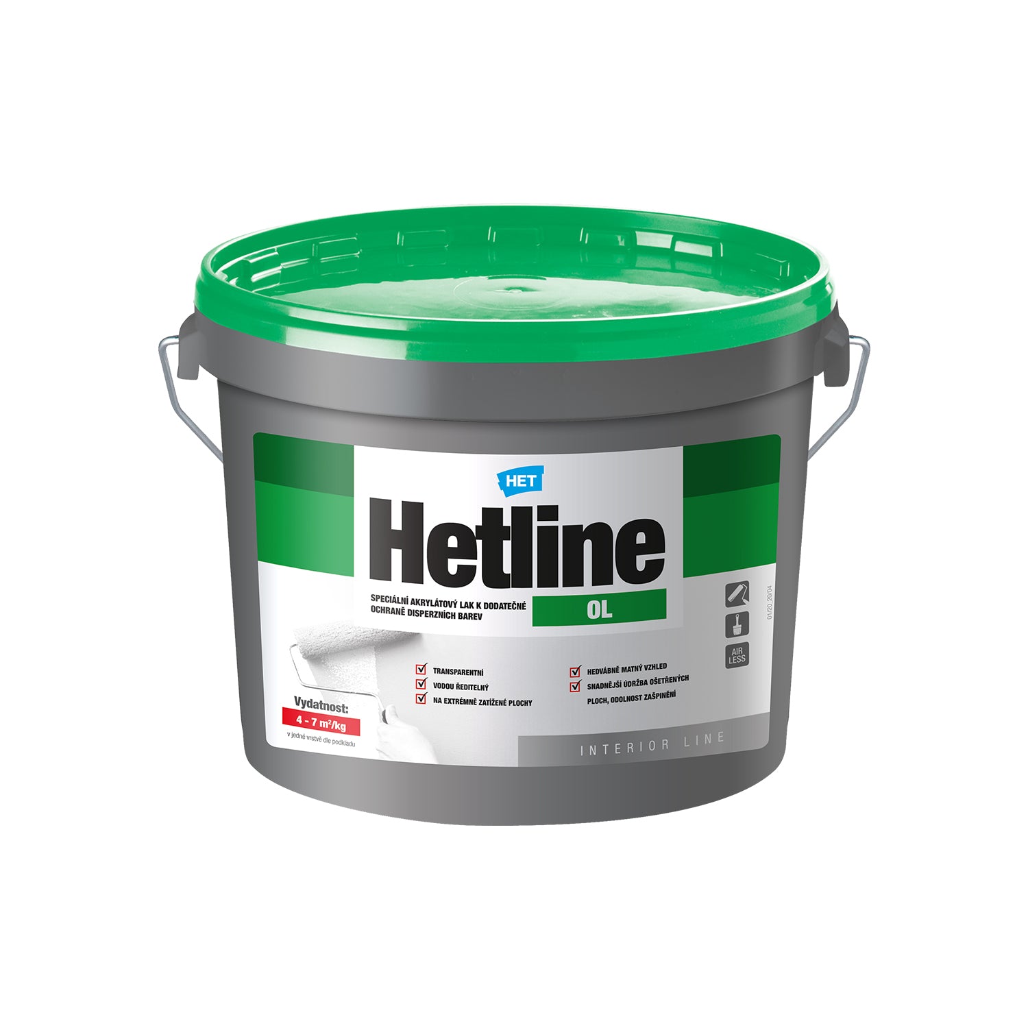 HET Hetline OL bezbarvý akrylátový vodou ředitelný lak na zeď 5 kg