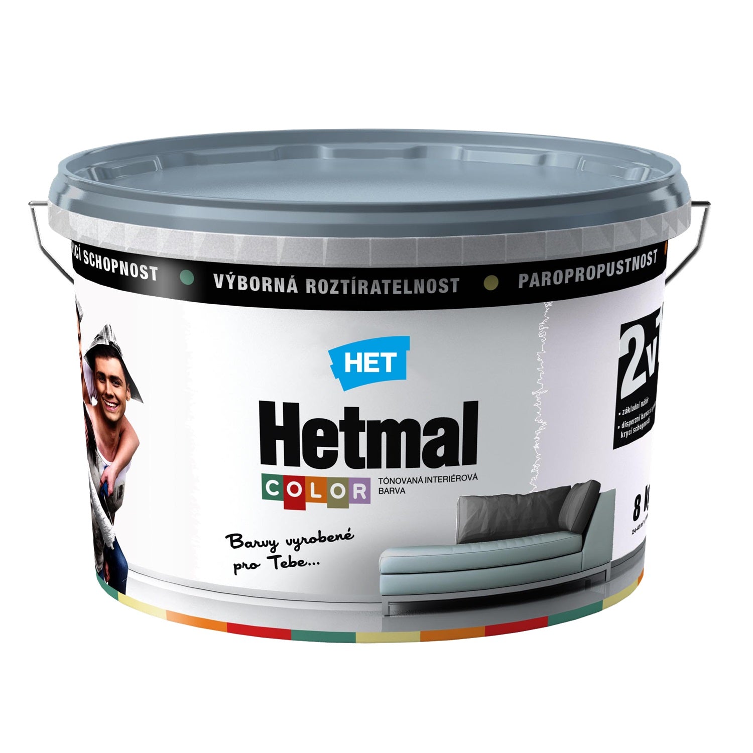 HET Hetmal COLOR otěruvzdorná interiérová akrylátová barva na zeď HL 0103 - smetanová Ema 8 kg
