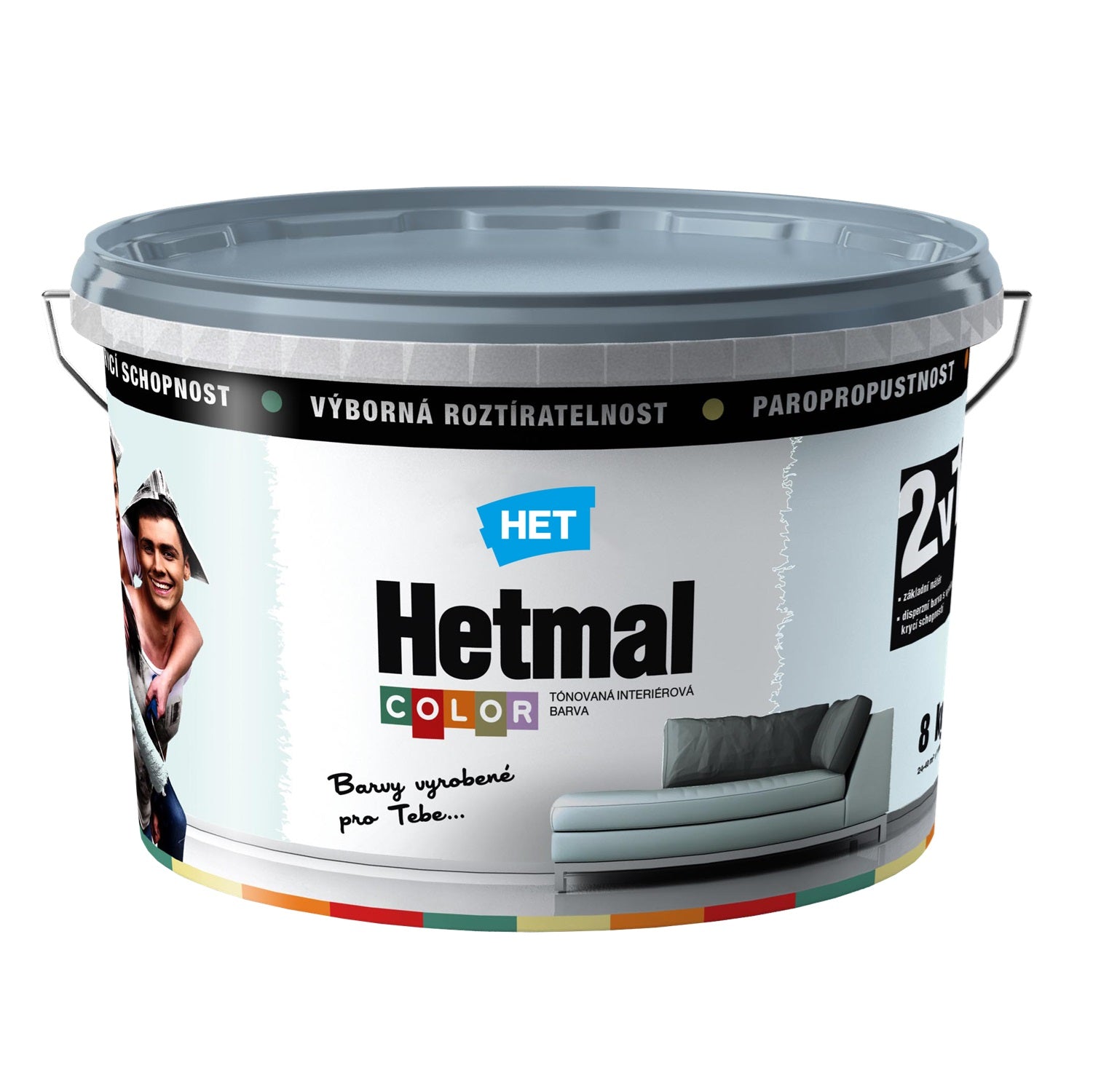 HET Hetmal COLOR otěruvzdorná interiérová akrylátová barva na zeď HL 0403 - tyrkysová Richard 8 kg