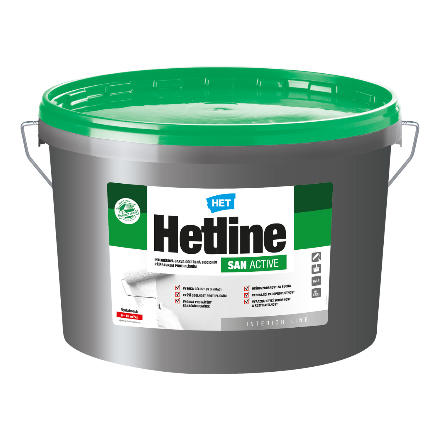 HET Hetline SAN ACTIVE interiérová bílá protiplísňová barva na zeď 15 kg