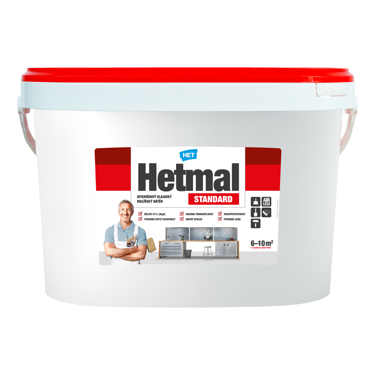 HET Hetmal STANDARD klasický bilý vnitřní malířský nátěr na zeď 25 kg