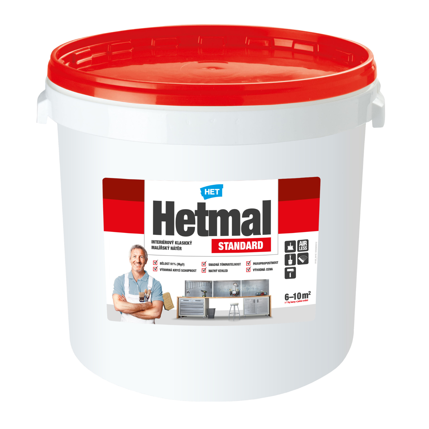 HET Hetmal STANDARD klasický bilý vnitřní malířský nátěr na zeď 40 kg