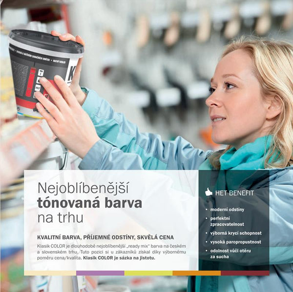 HET Klasik COLOR pastelová interiérová akrylátová otěruvzdorná barva na zeď_ukázka