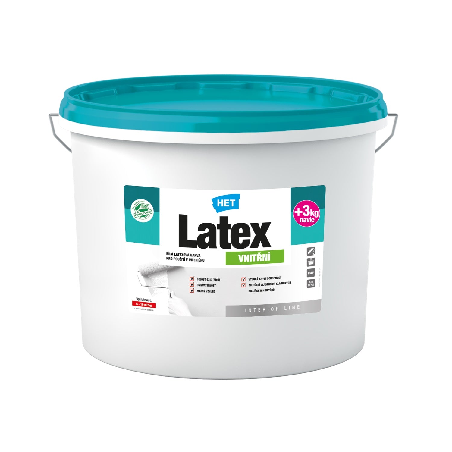 HET Latex VNITŘNÍ bílá omyvatelná latexová interiérová barva na zeď 10 + 3 kg