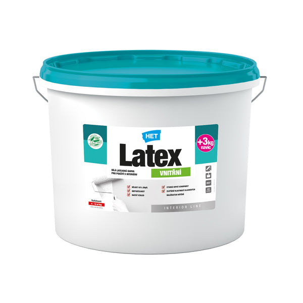 HET Latex VNITŘNÍ bílá omyvatelná latexová interiérová barva na zeď 10 + 3 kg