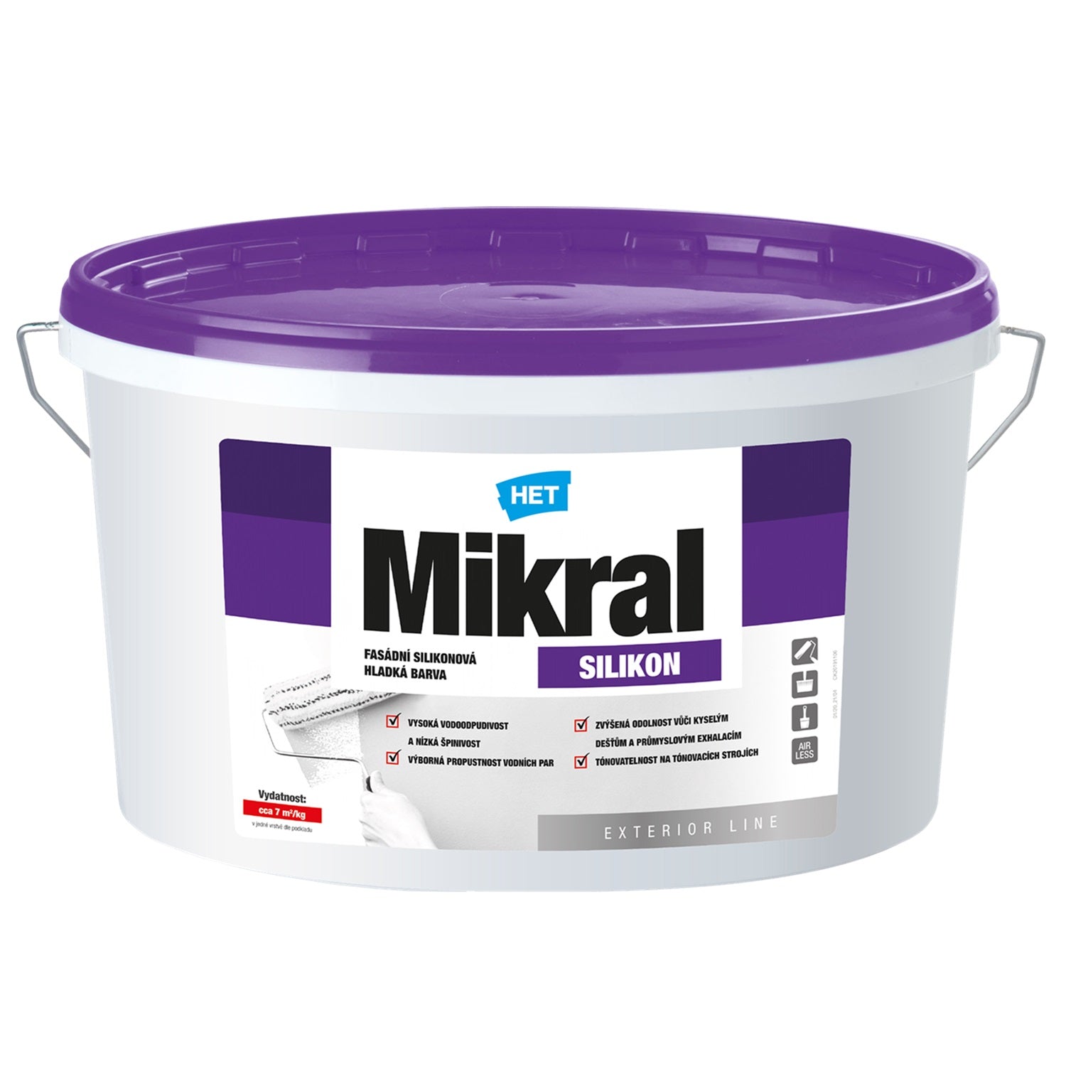 HET Mikral SILIKON bílá omyvatelná silikonová fasádní barva 15 kg