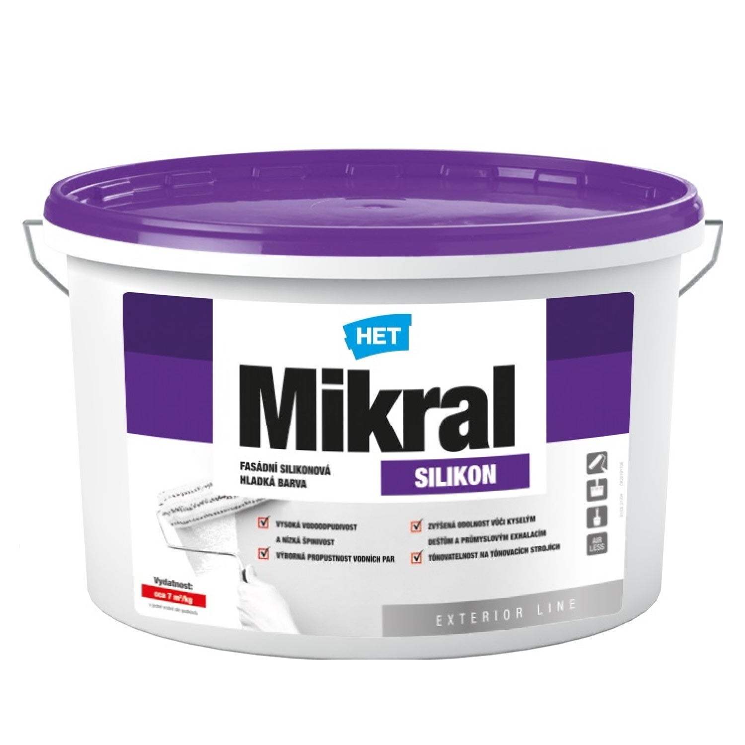 HET Mikral SILIKON bílá omyvatelná silikonová fasádní barva 7 kg