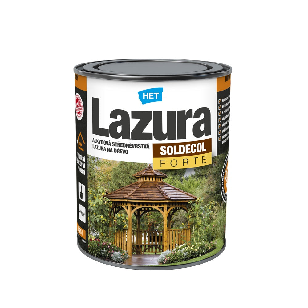 HET SOLDECOL Lazura FORTE středněvrstvá lazura na dřevo 0,75 l