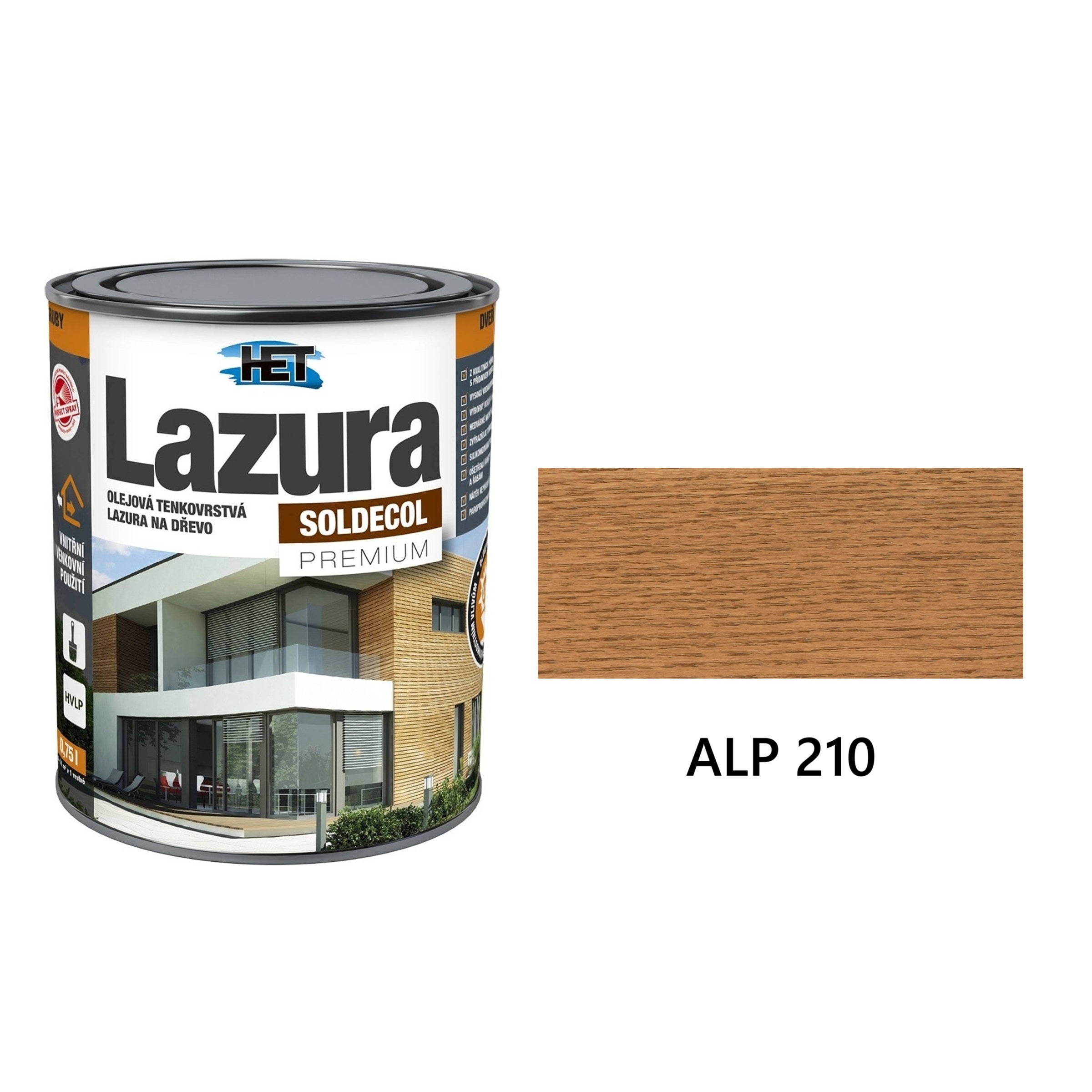 HET SOLDECOL Lazura PREMIUM tenkovrstvá olejová lazura na dřevo SLP 210