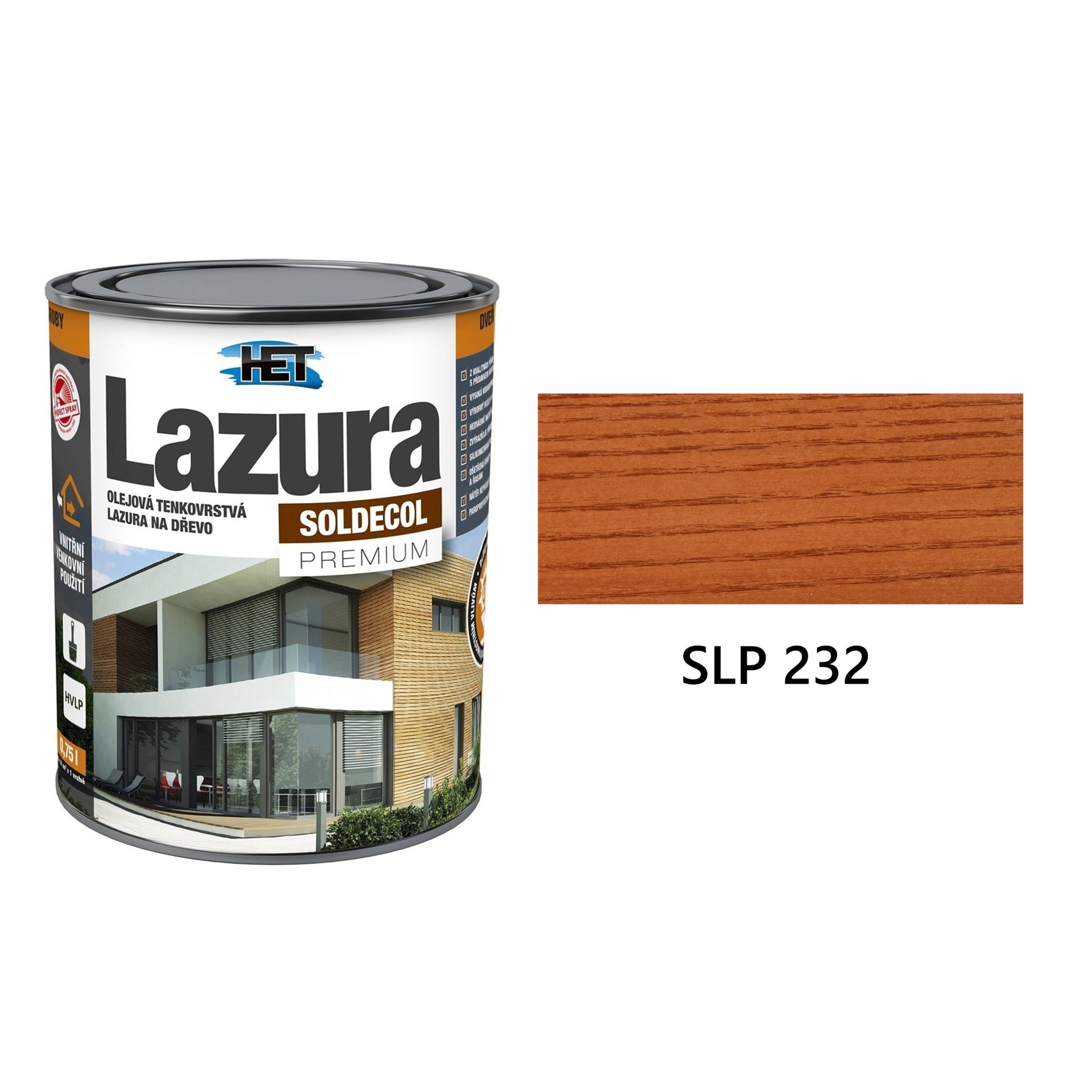 HET SOLDECOL Lazura PREMIUM tenkovrstvá olejová lazura na dřevo SLP 232