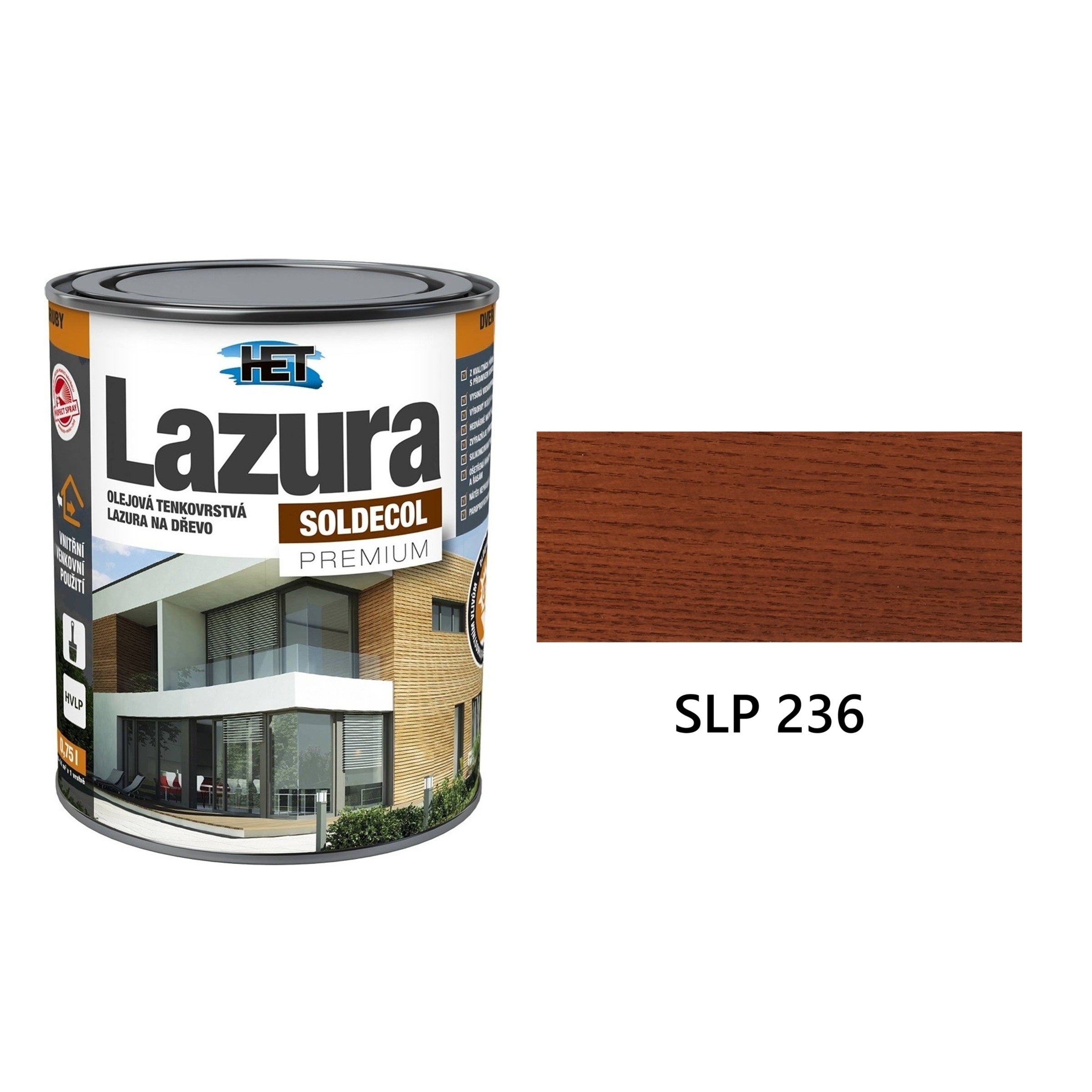 HET SOLDECOL Lazura PREMIUM tenkovrstvá olejová lazura na dřevo SLP 236