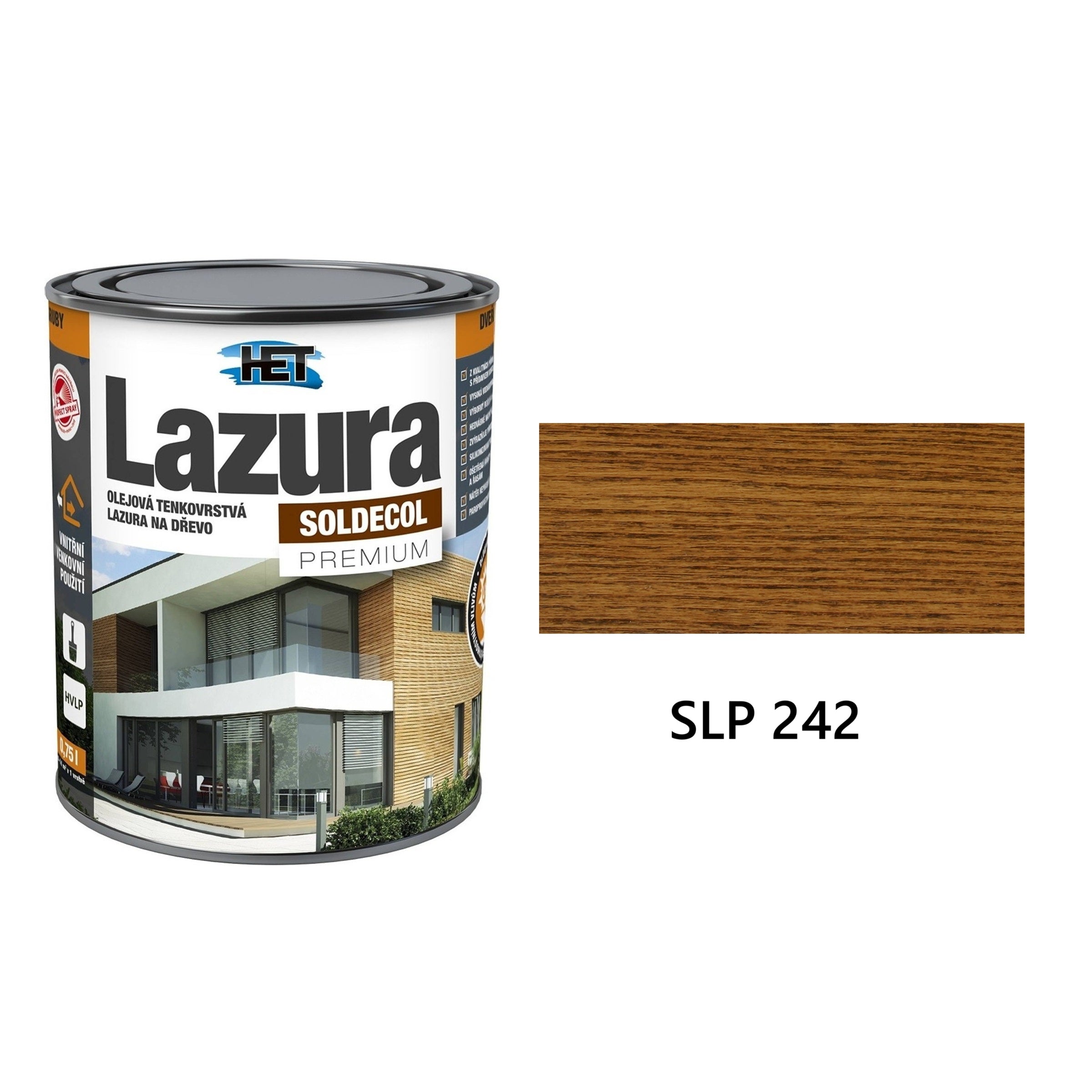 HET SOLDECOL Lazura PREMIUM tenkovrstvá olejová lazura na dřevo SLP 242