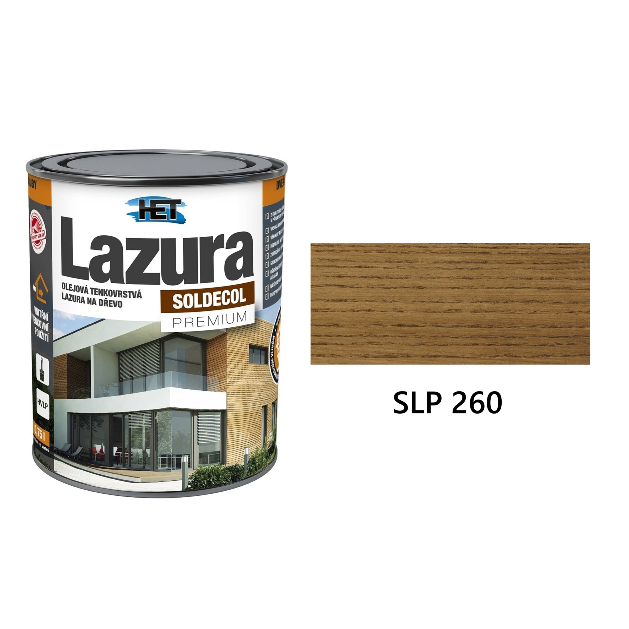 HET SOLDECOL Lazura PREMIUM tenkovrstvá olejová lazura na dřevo SLP 260