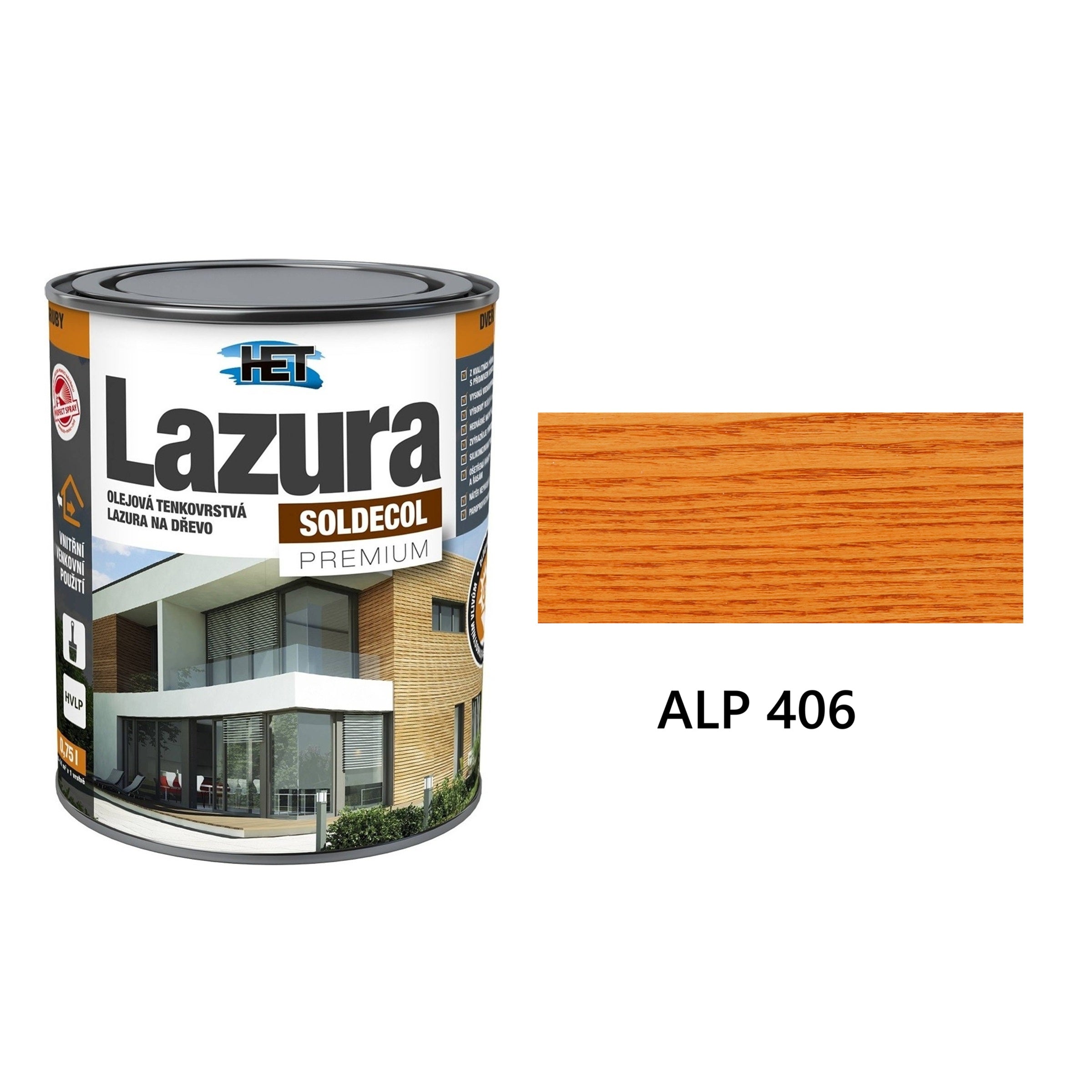 HET SOLDECOL Lazura PREMIUM tenkovrstvá olejová lazura na dřevo SLP 406