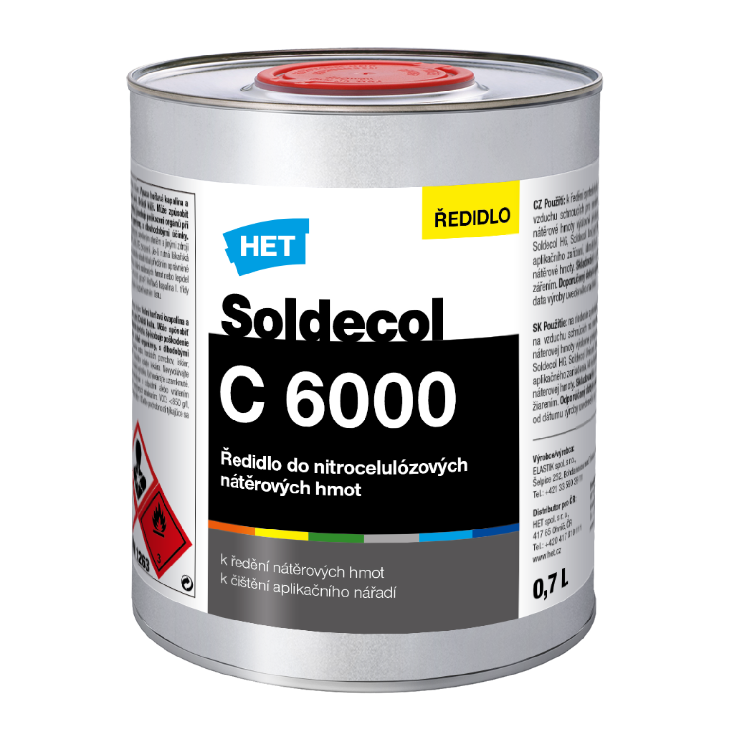 HET Soldecol C 6000 ředidlo do nitrocelulózových nátěrových hmot 0,7 l