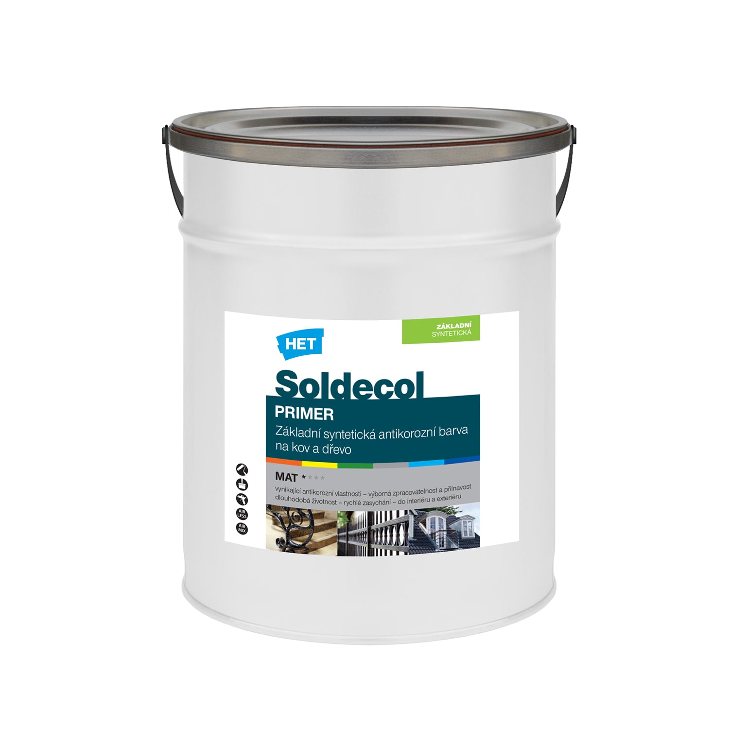 HET Soldecol PRIMER základní rychleschnoucí antikorozní barva na kov a dřevo 5 l