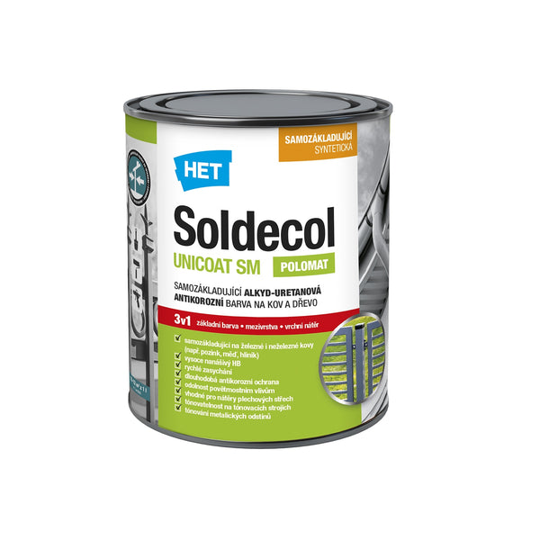 HET Soldecol UNICOAT SM 3v1 rychleschnoucí antikorozní barva na kov a dřevo 0,6 l