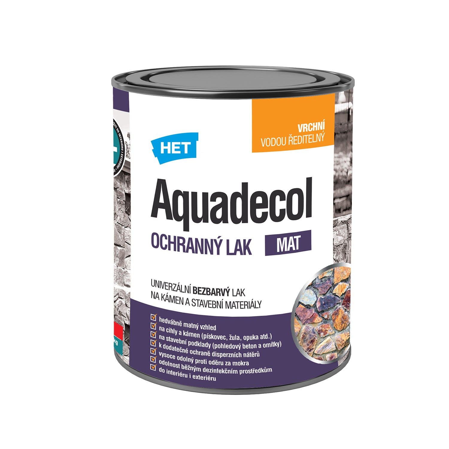 HET Aquadecol OCHRANNÝ LAK akrylátový bezbarvý lak na kámen a stavební materiály 0,7 kg
