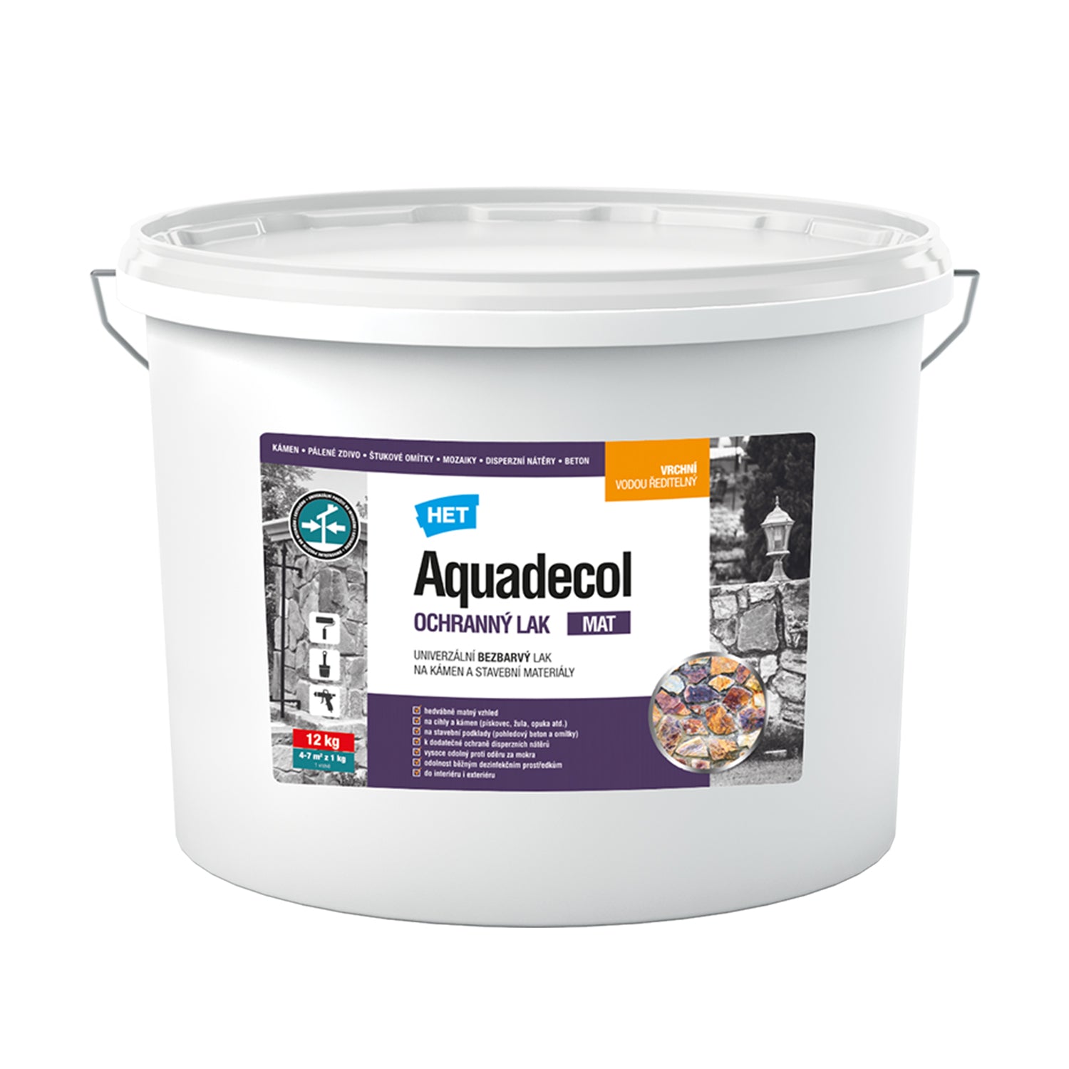 HET Aquadecol OCHRANNÝ LAK akrylátový bezbarvý lak na kámen a stavební materiály 12 kg