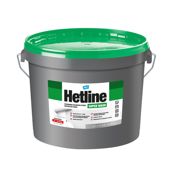 HET Hetline SUPER WASH bílá interiérová akrylátová omyvatelná barva na zeď 12 kg