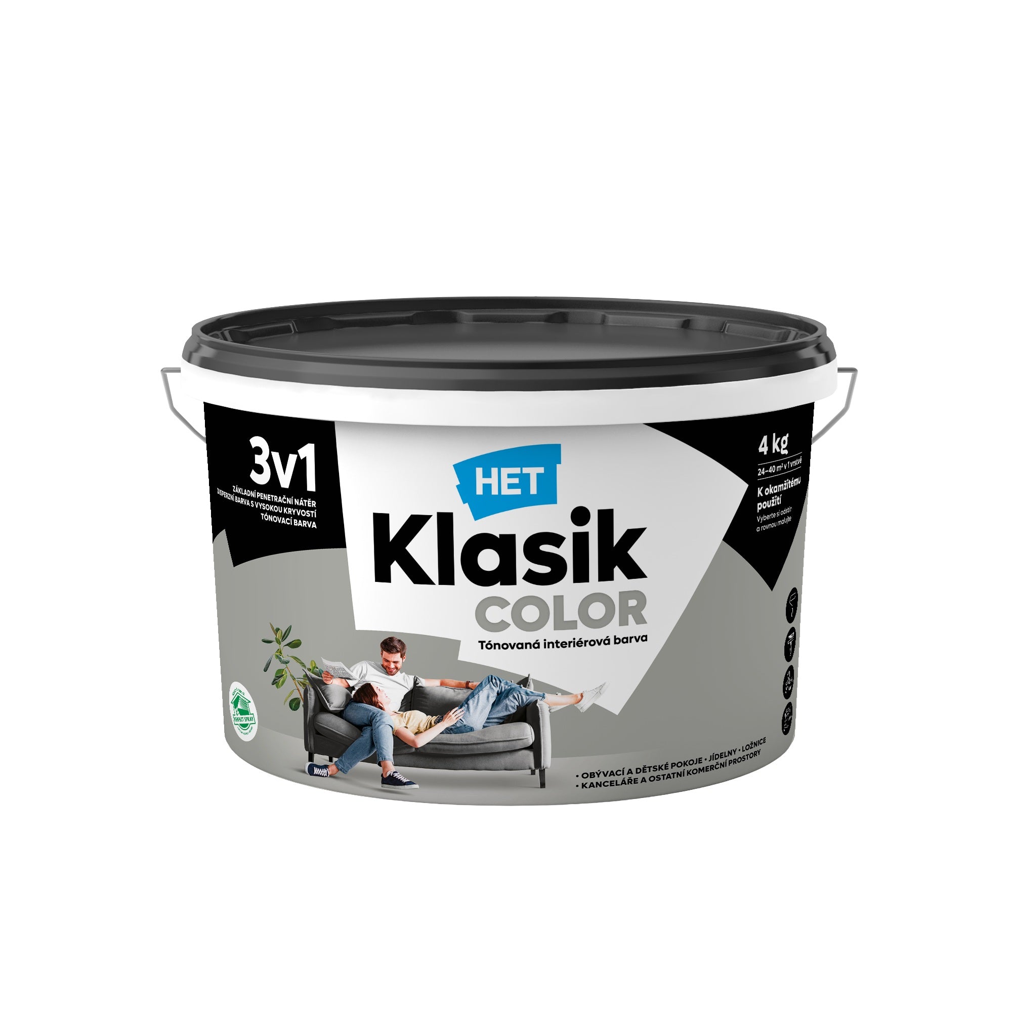 HET Klasik COLOR pastelová interiérová akrylátová otěruvzdorná barva na zeď_4kg_0147