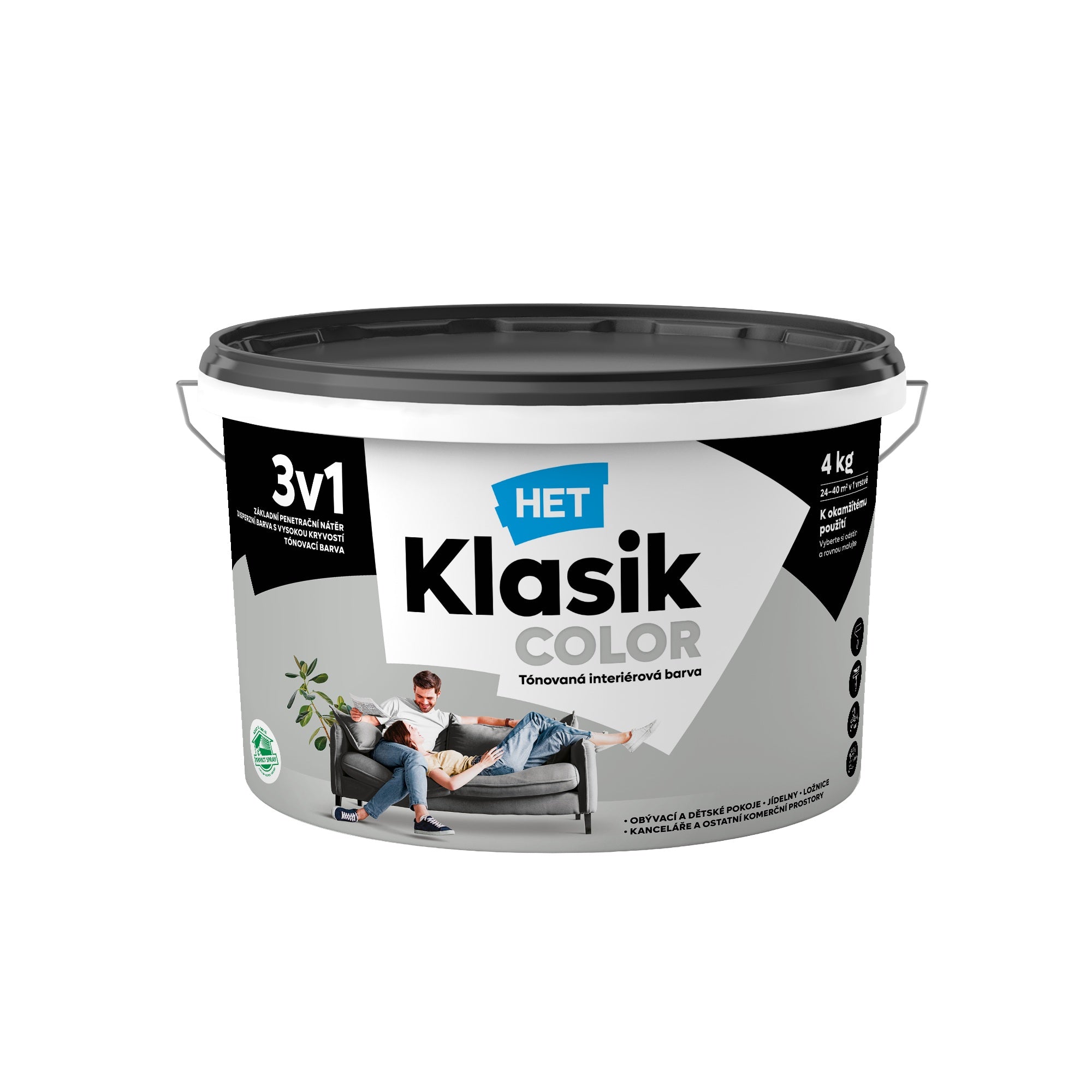HET Klasik COLOR pastelová interiérová akrylátová otěruvzdorná barva na zeď_4kg_0158