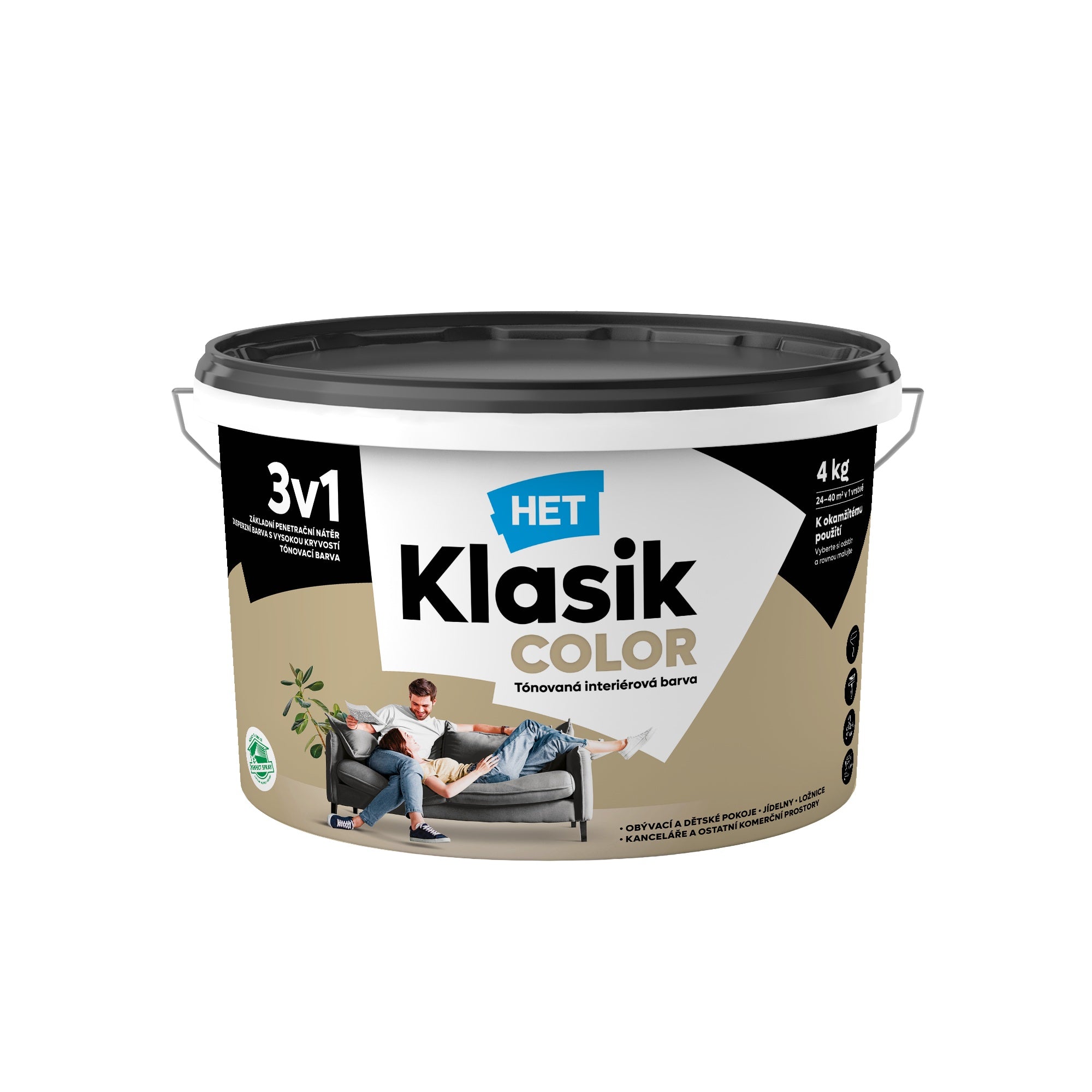HET Klasik COLOR pastelová interiérová akrylátová otěruvzdorná barva na zeď_4kg_0238